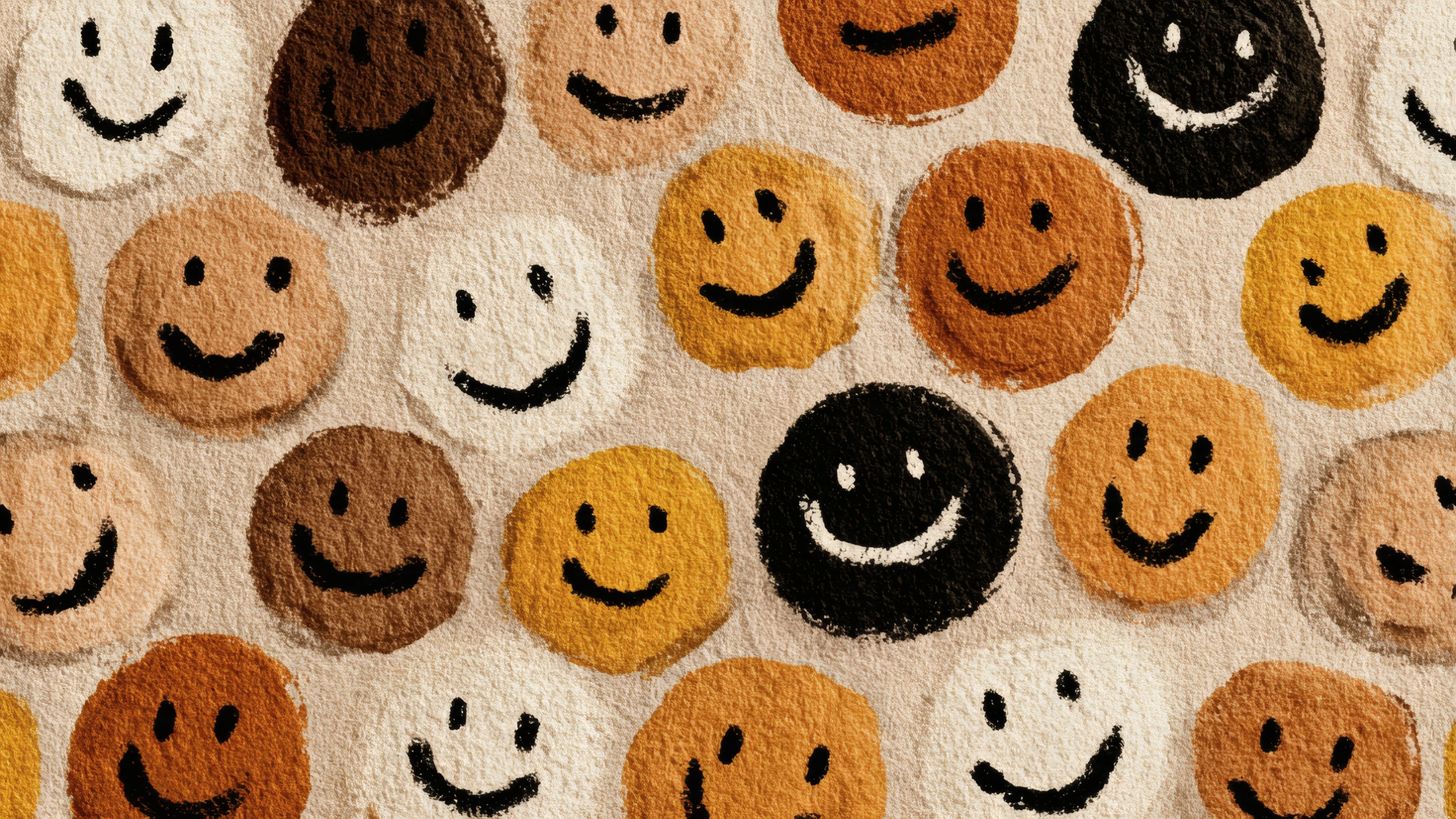 Diverse Smiley Faces Pattern on Textured Background