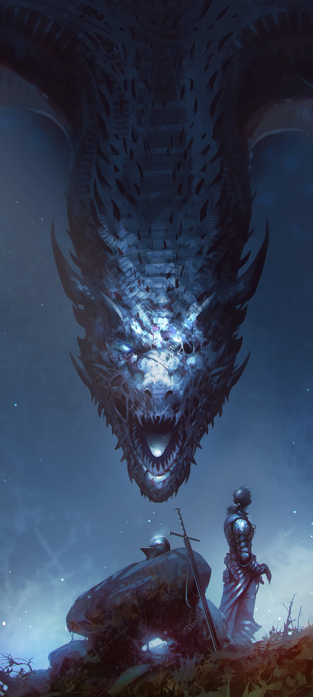 Dramatic Dragon Encounter with Armored Knights