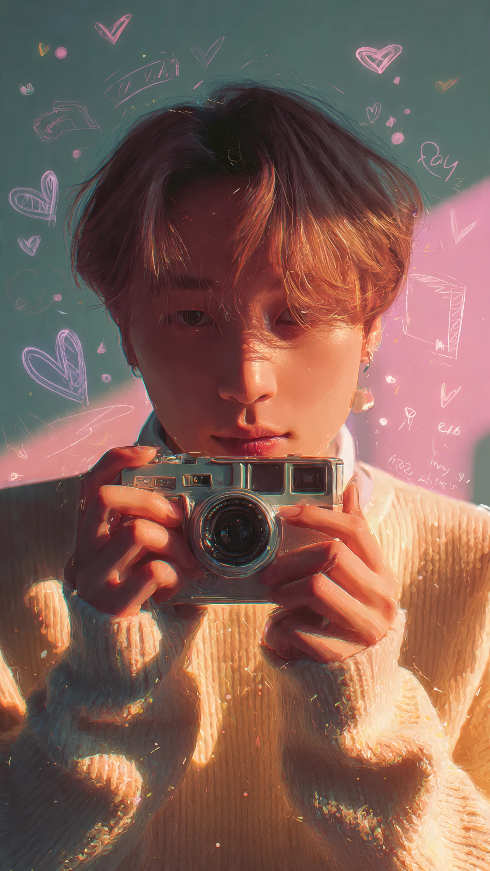 Dreamy Portrait of a Young Man Holding a Camera