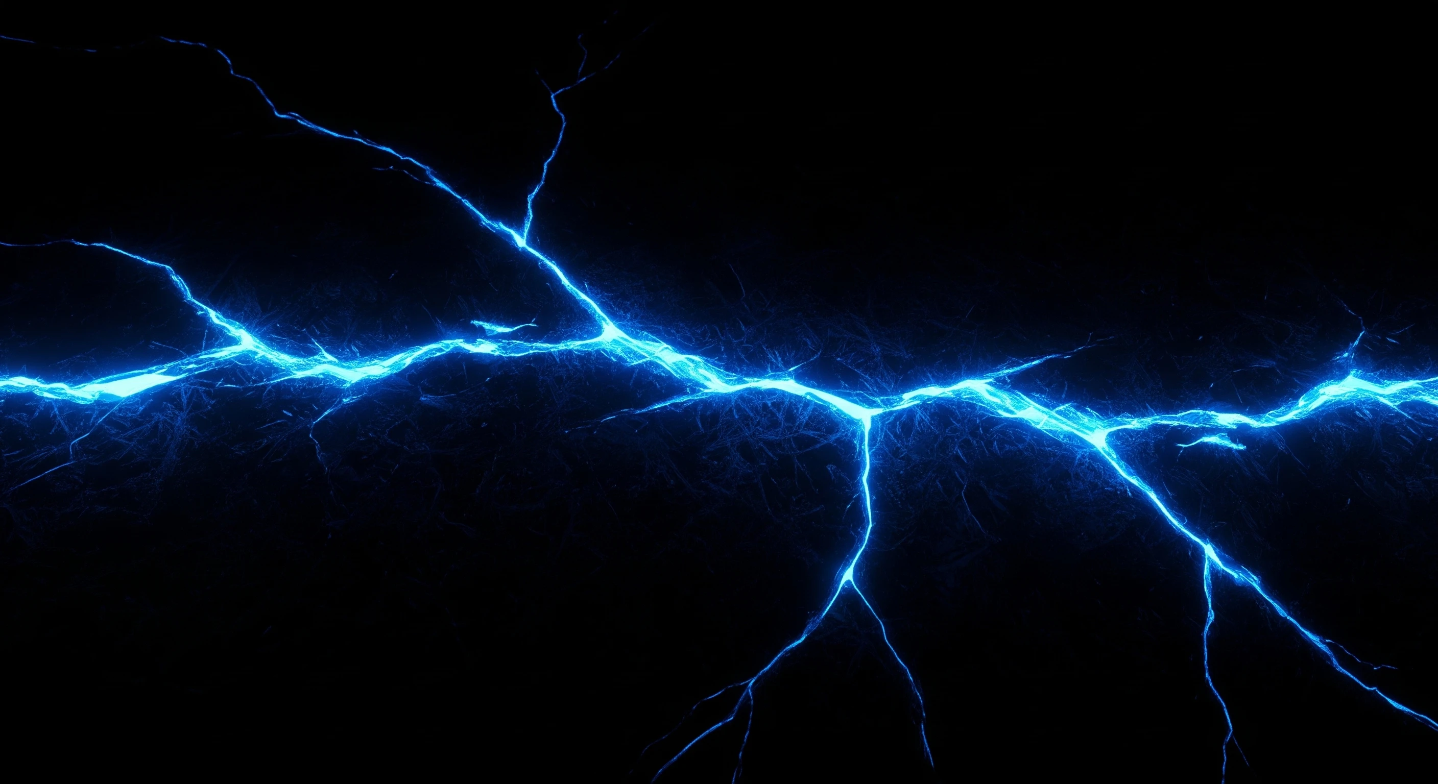 Electric Blue Lightning Bolt on Black Background