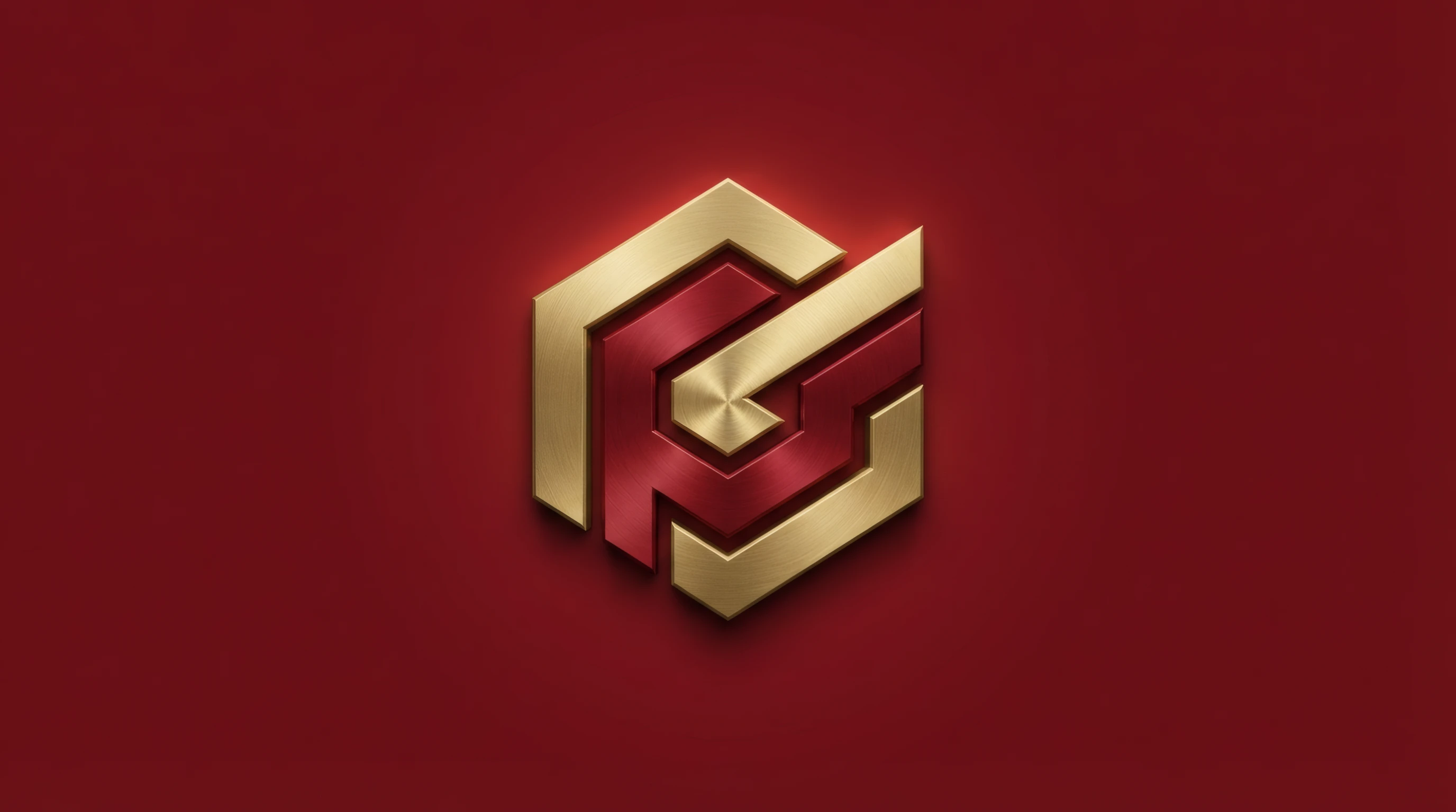 Elegant Gold and Crimson Geometric Emblem on Matte