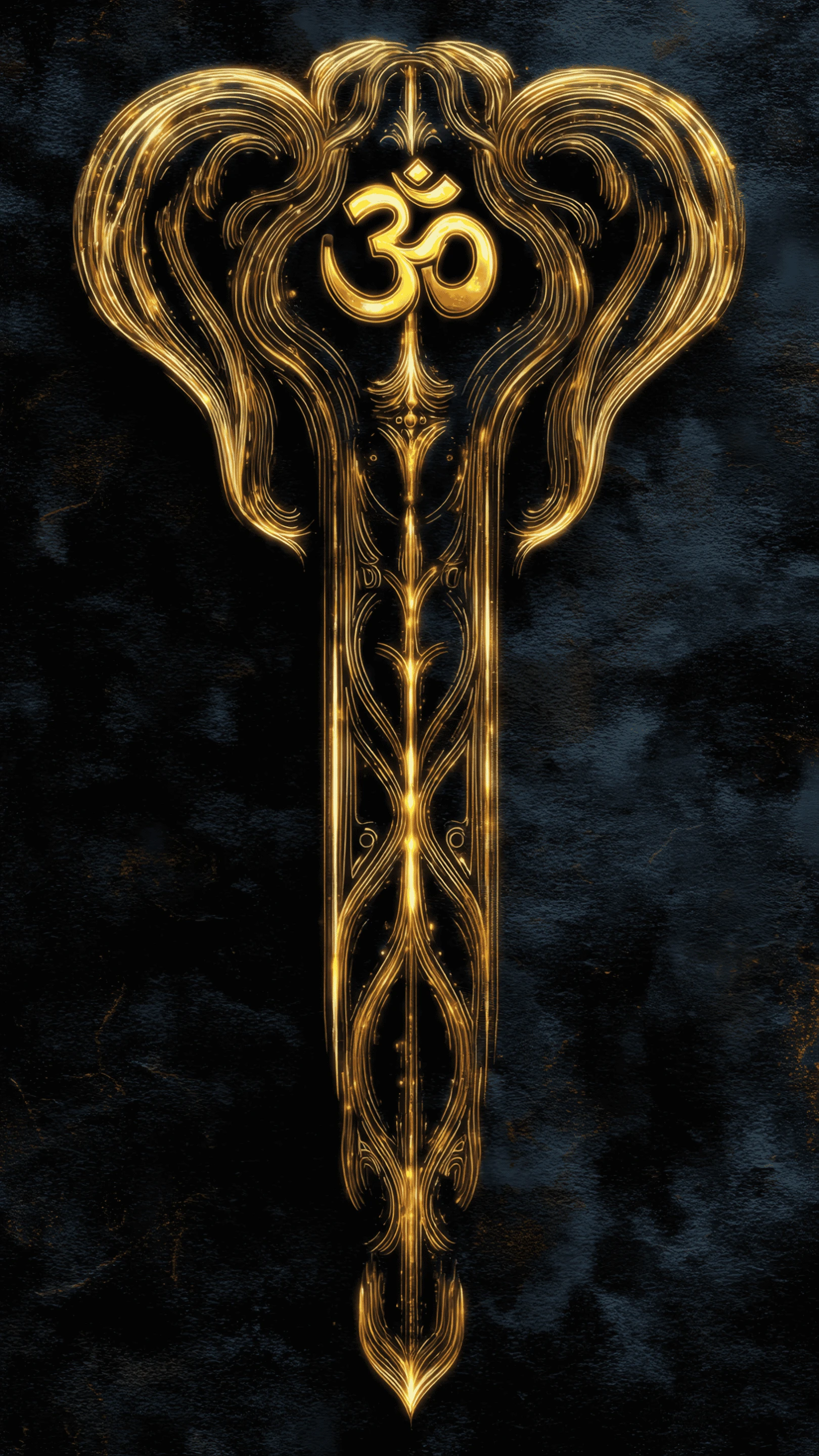 Elegant Golden Om Symbol on Textured Dark Backdrop