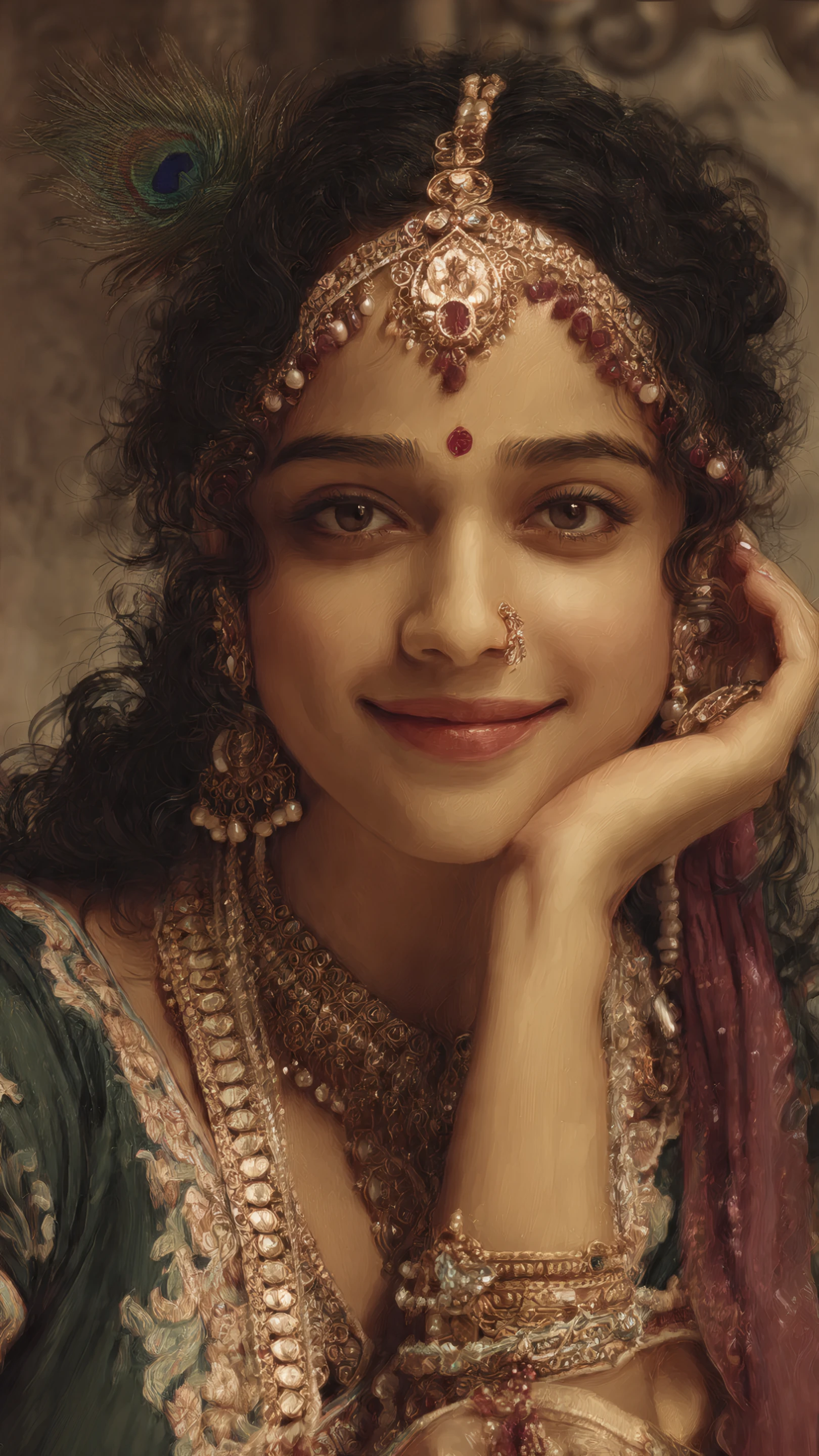 Divine Radha Rani – Peaceful Spiritual Wallpaper