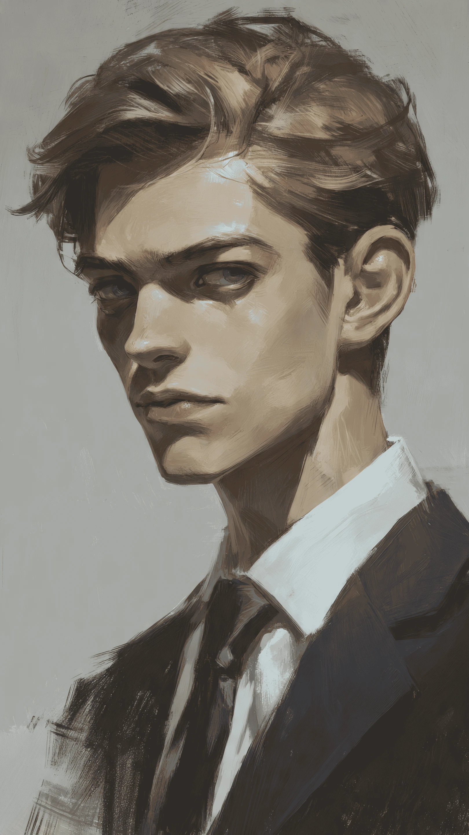 Elegant Portrait of Young Man in Suit Artistic Style