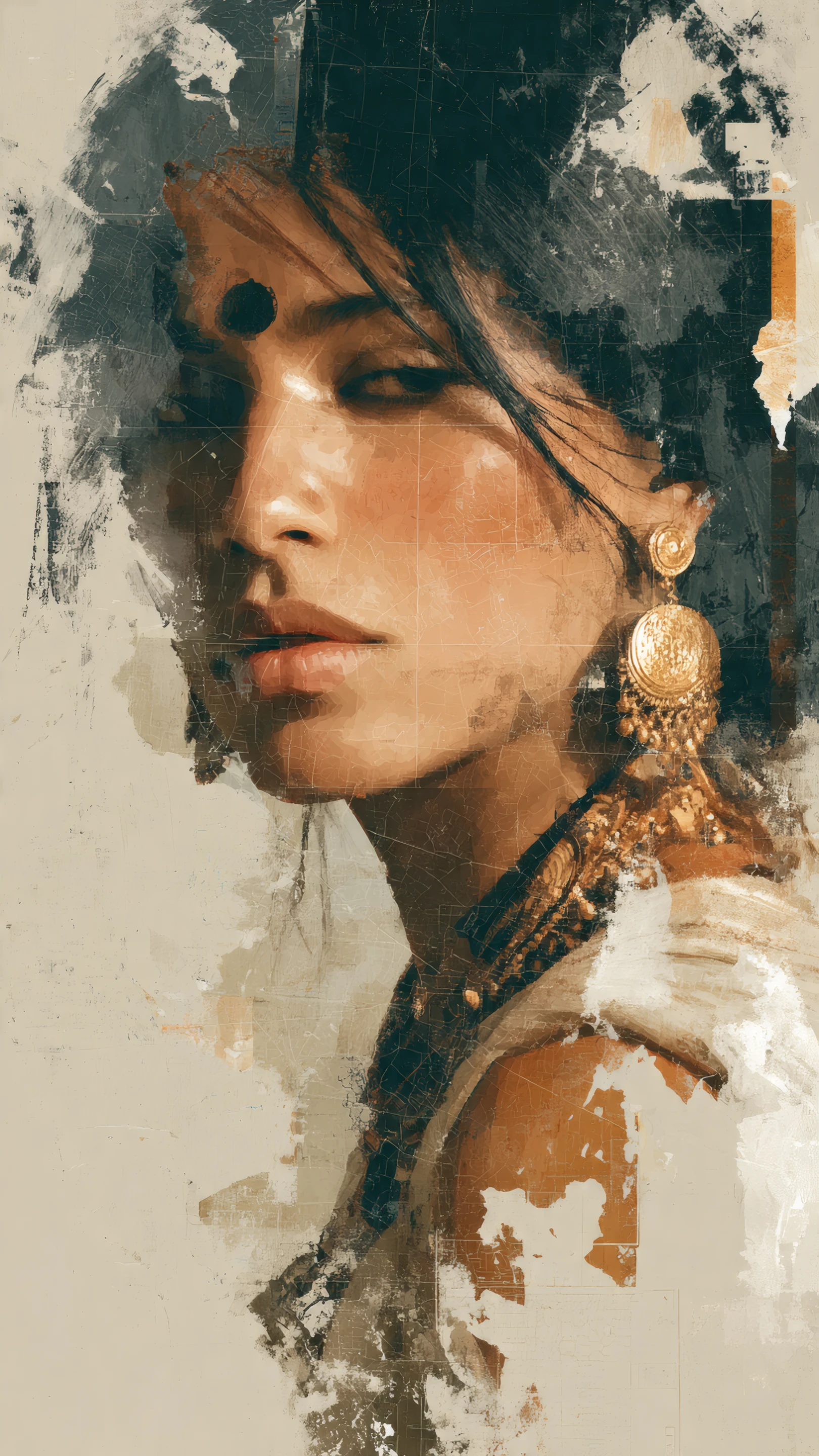 Elegant Woman Portrait with Gold Jewelry and Bindi