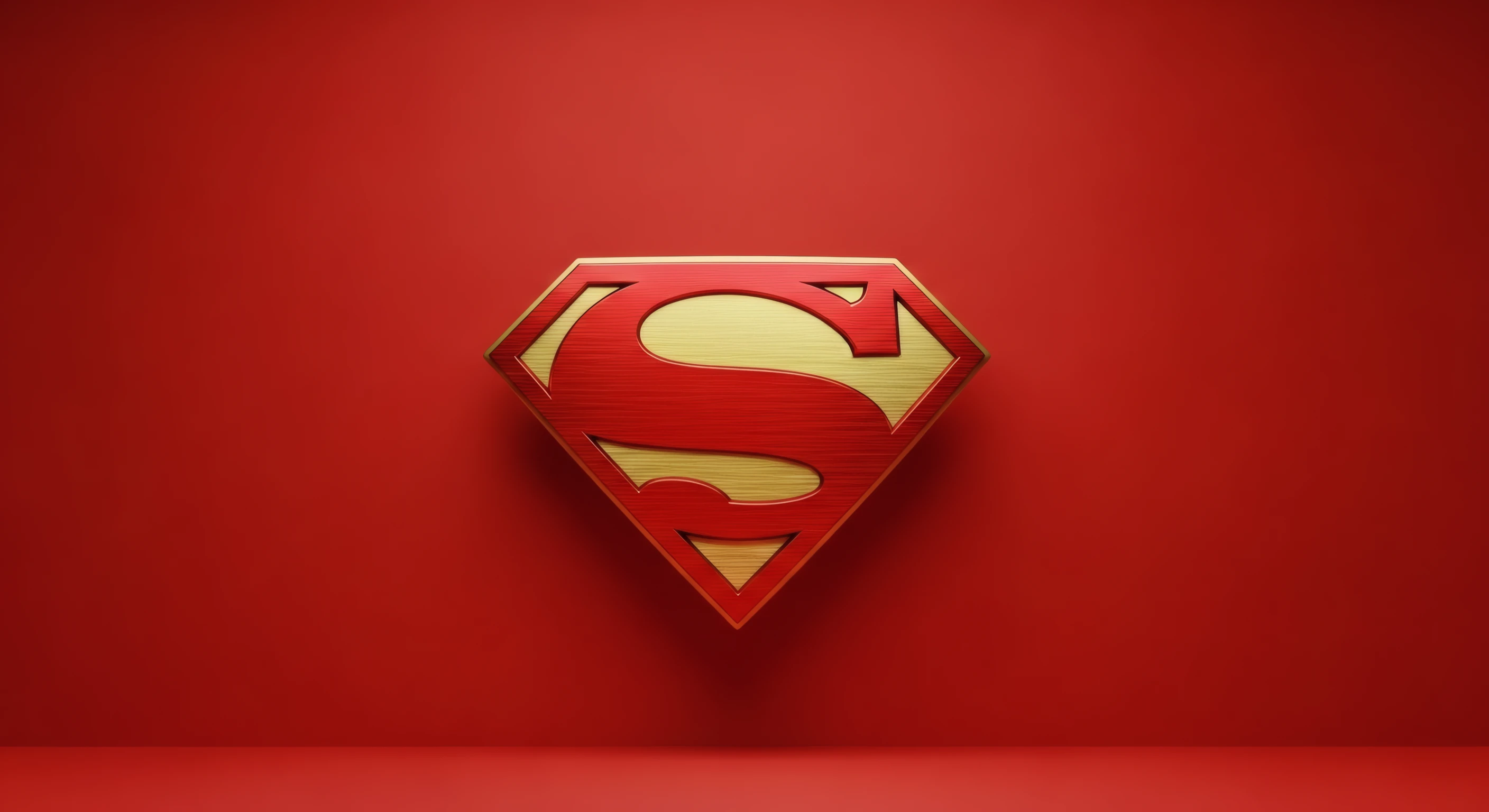 Embossed Superman Logo on Crimson Red