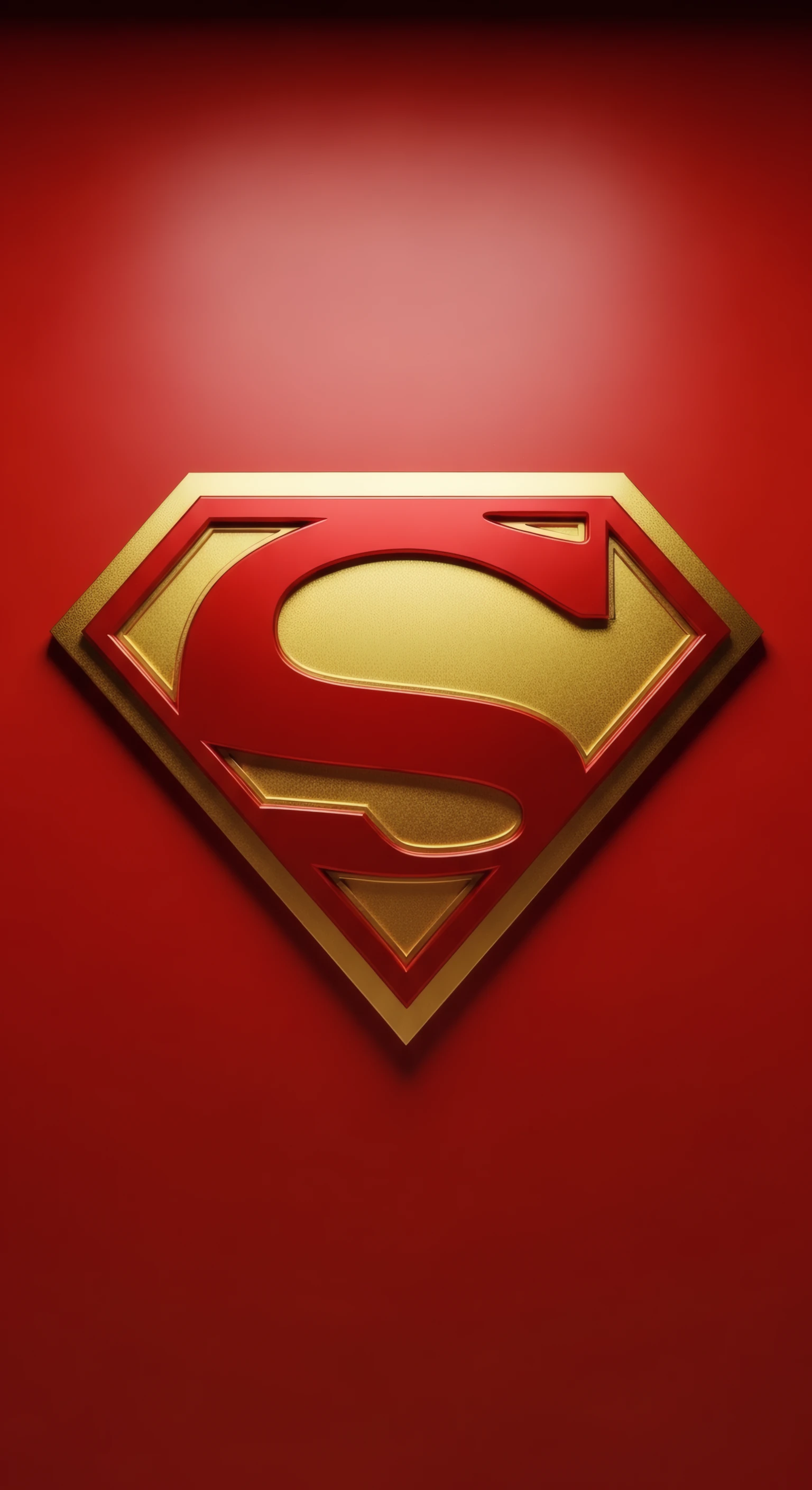 Embossed Superman Logo on Deep Red Backdrop