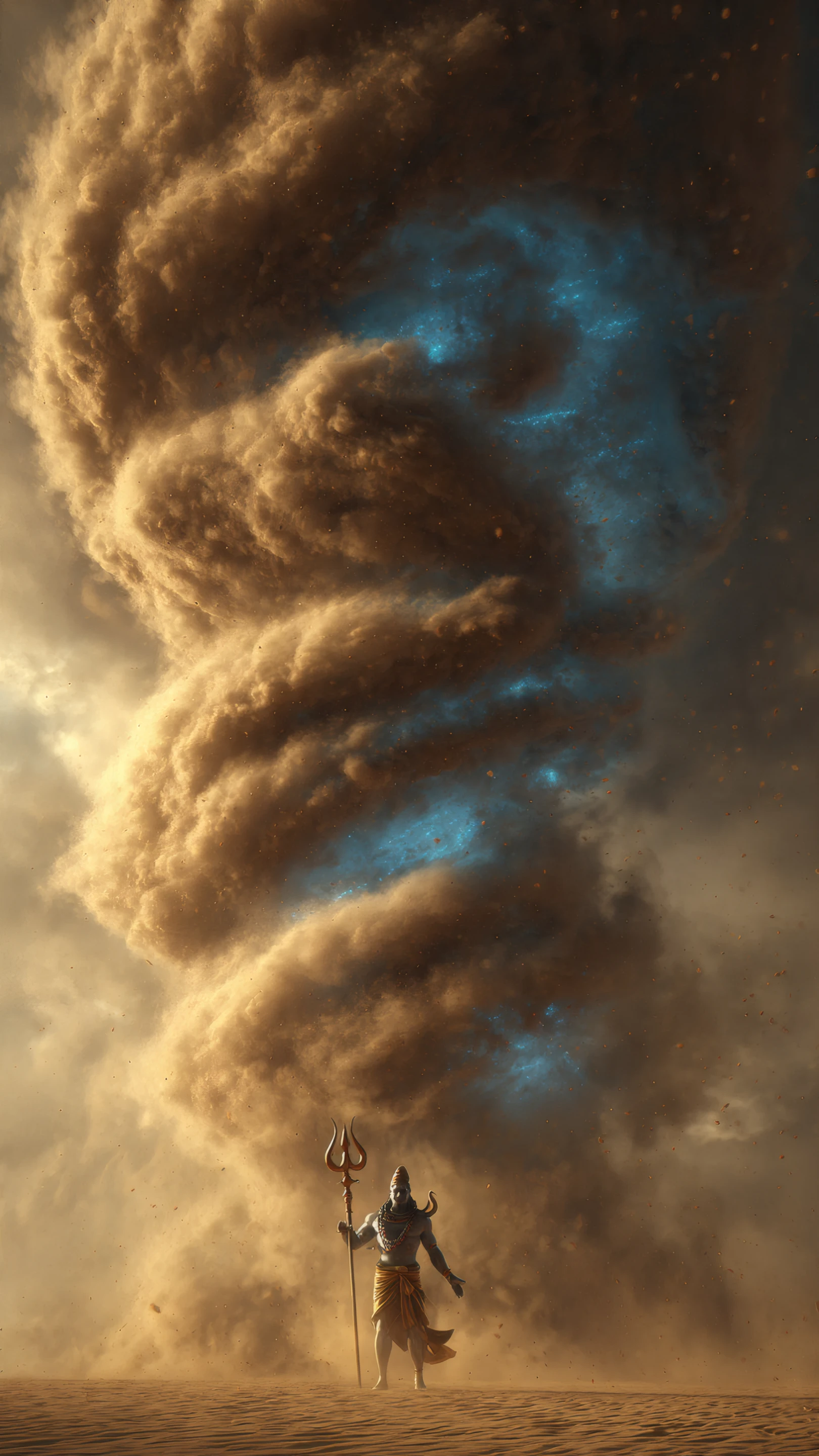 Epic Shiva in Desert Storm with Trident Wallpaper