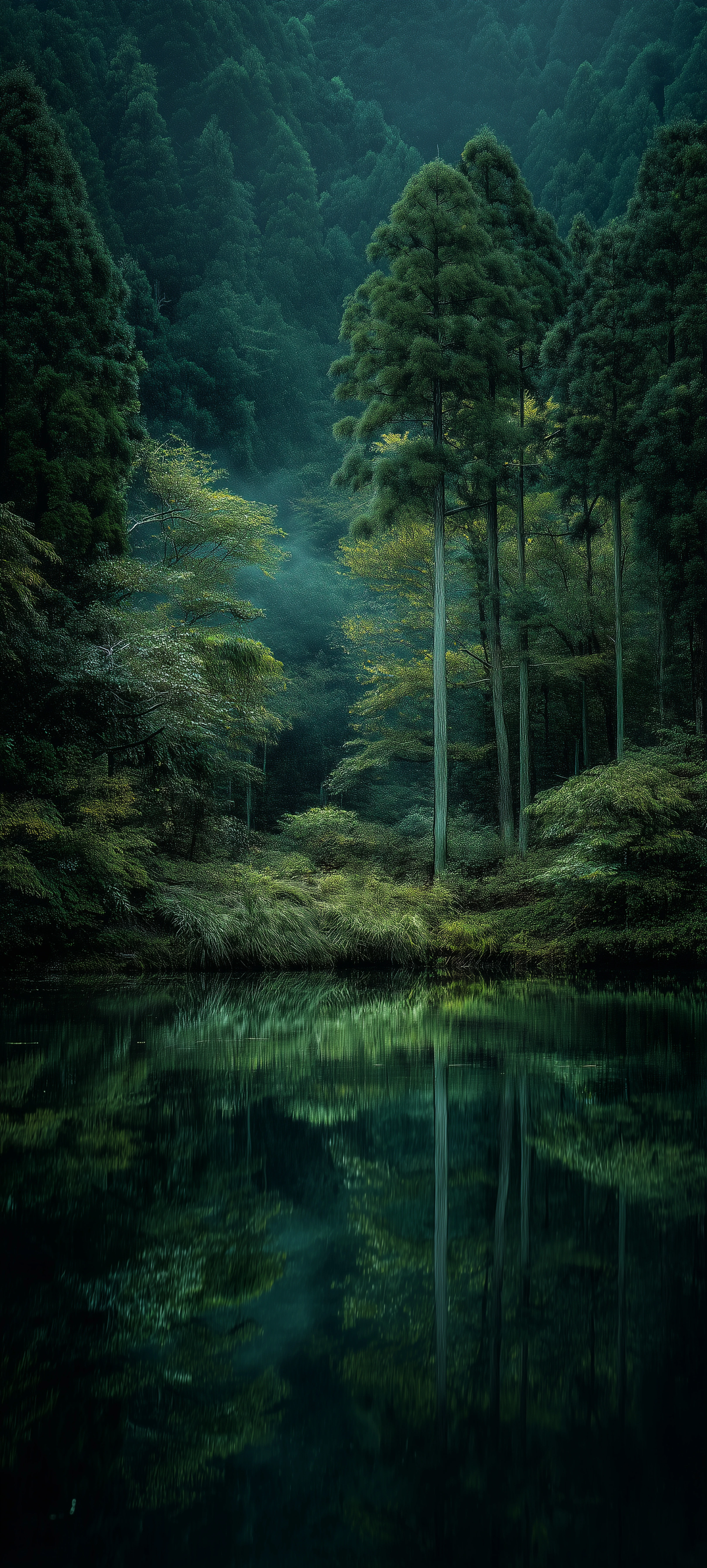 Ethereal Forest Reflection in Emerald Lake