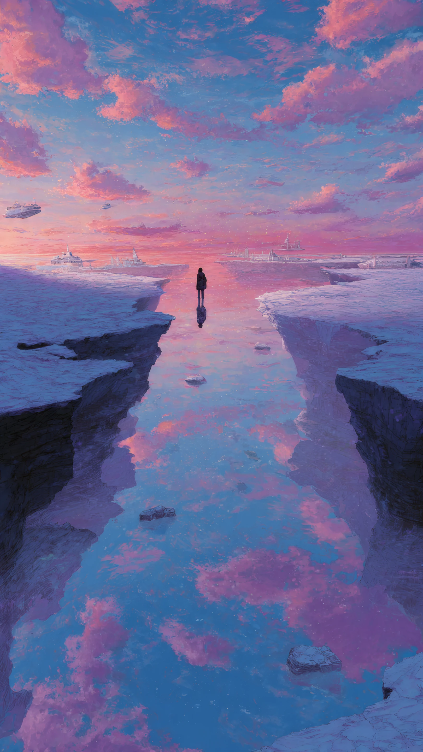 Ethereal Frozen World with Mirrored Skies