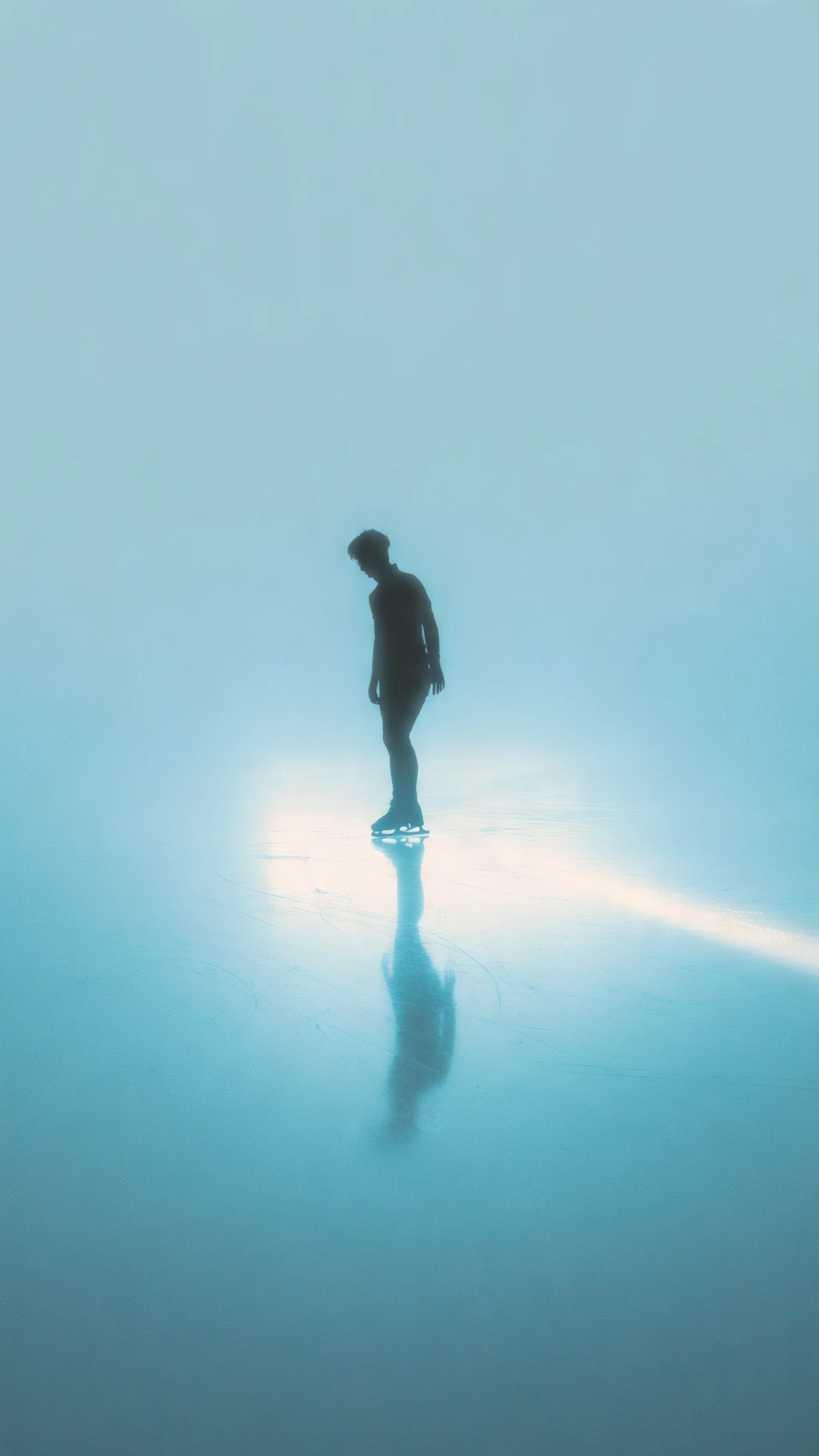 Ethereal Ice Skater in Pale Blue Light
