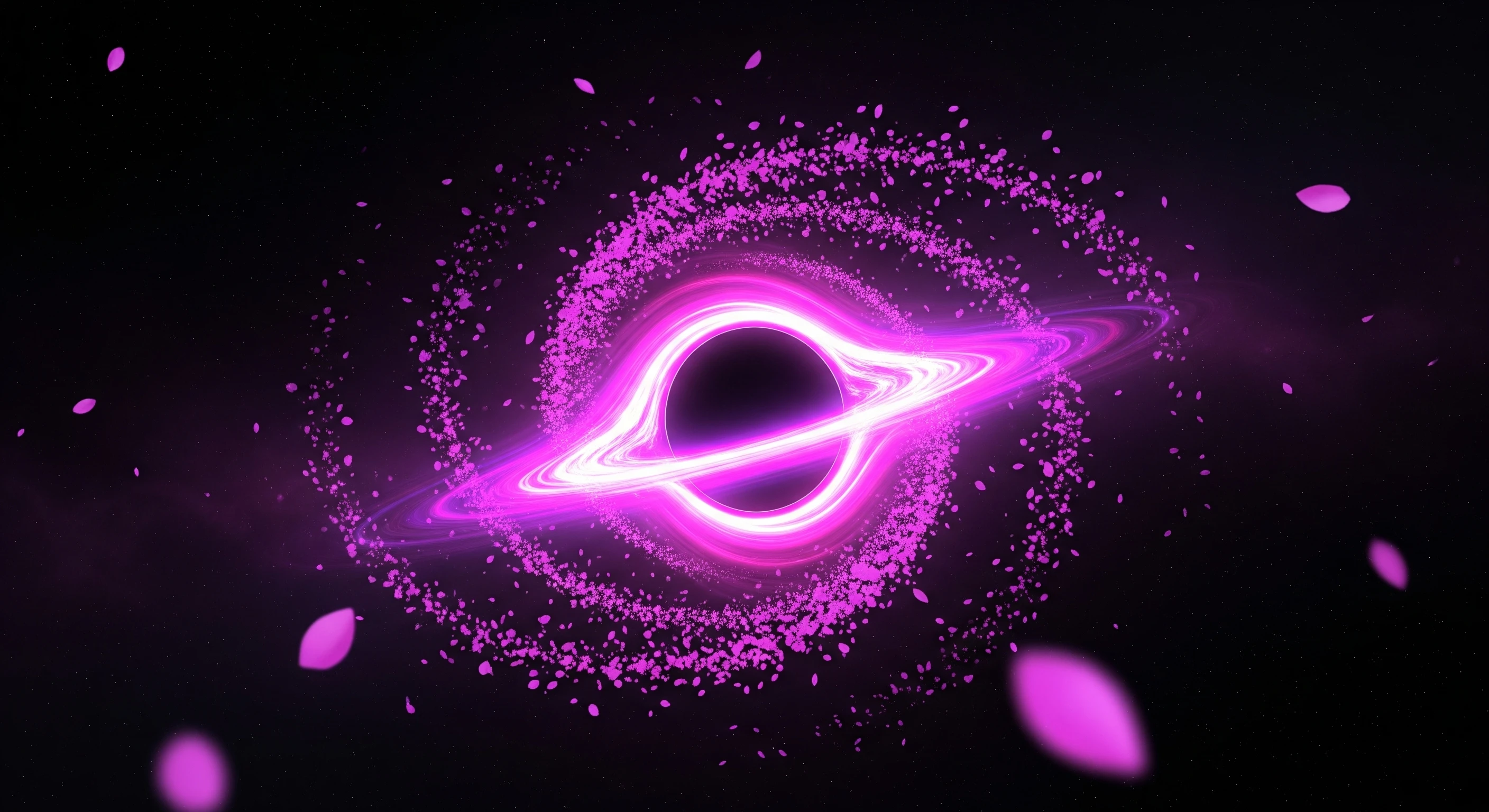 Ethereal Purple Black Hole with Sakura Petals