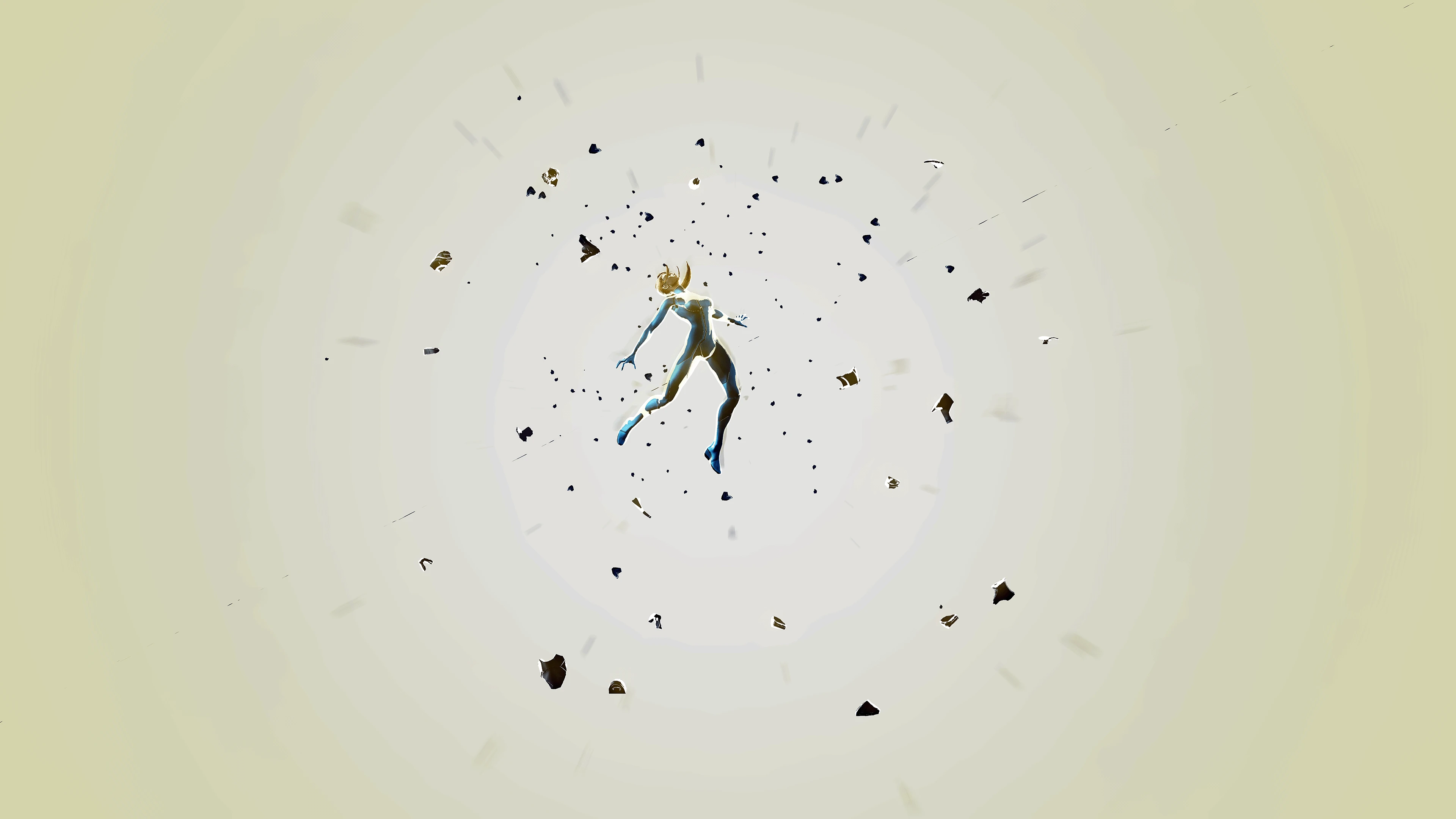 Ethereal Silhouette Drifting Through a Shattered Void Abstract wallpaper 3840x2160