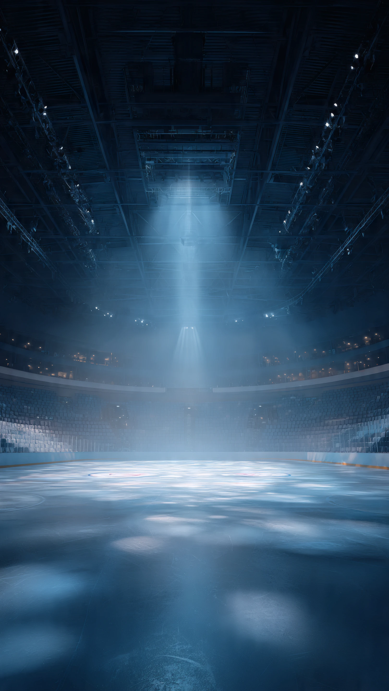 Ethereal Spotlight on Empty Ice Rink