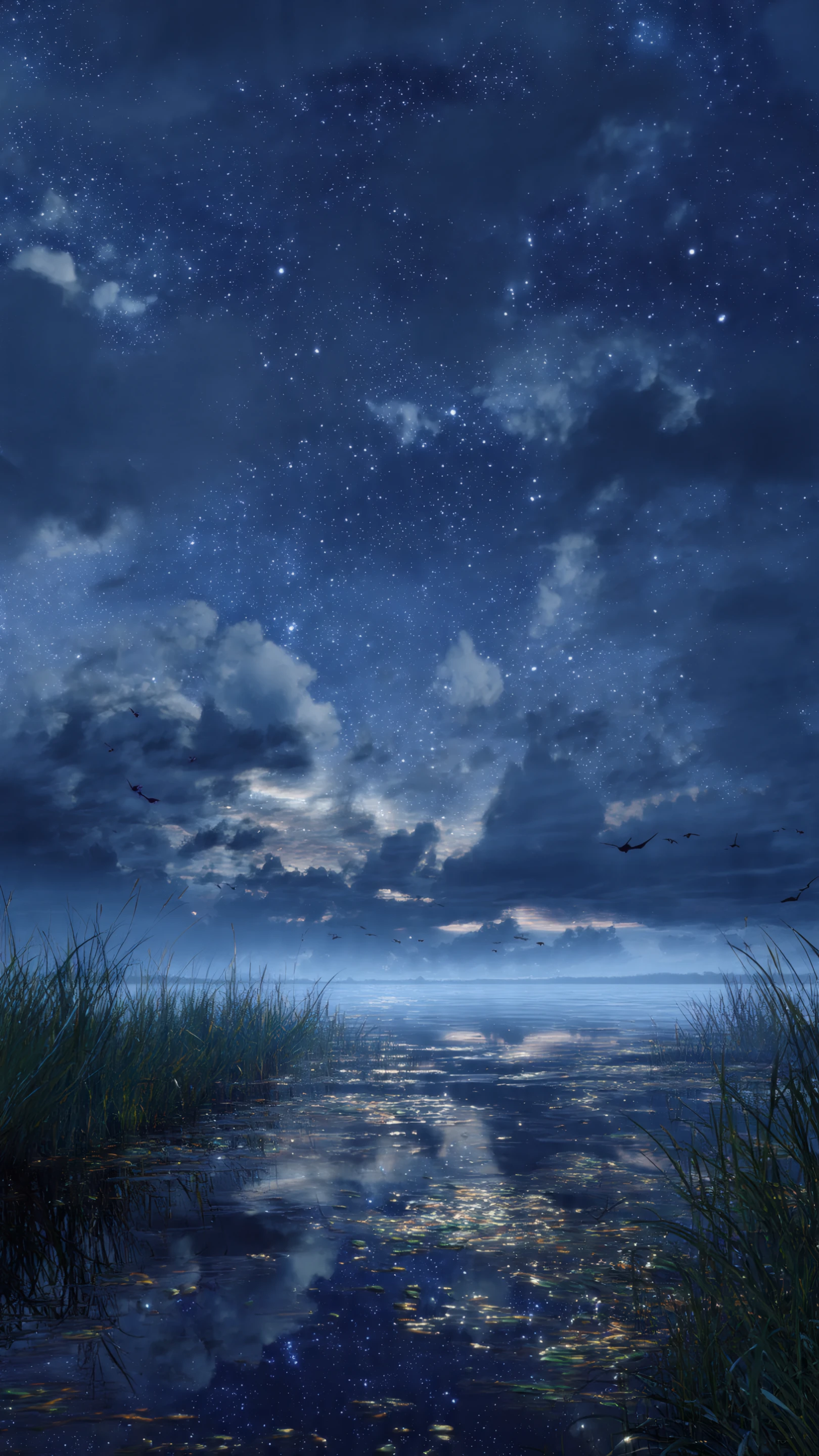 Ethereal Starscape Reflected on Still Water