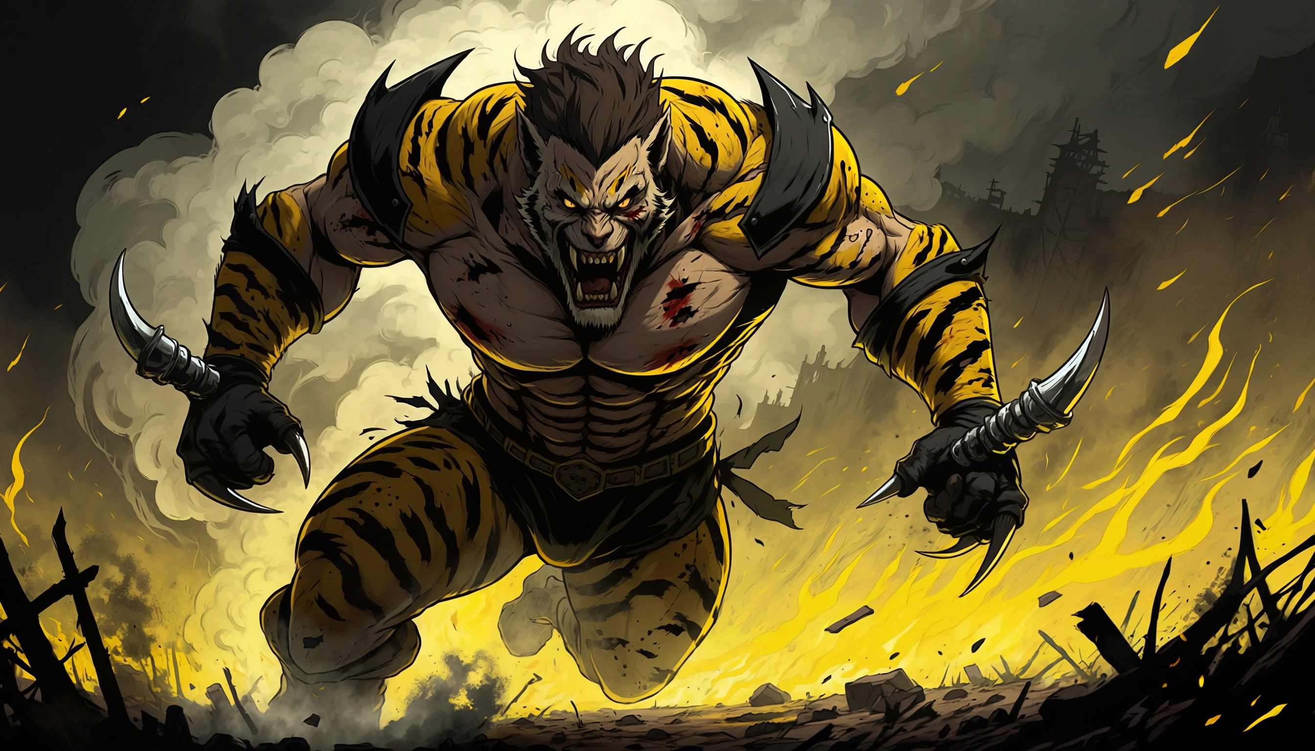 Fierce Tiger Warrior with Razor Claws Art wallpaper 2688x1536