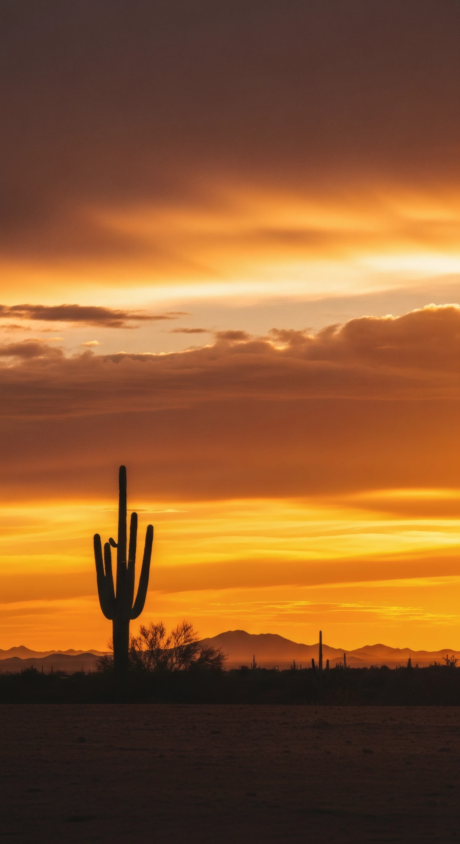 Fiery Arizona Sunset with Saguaro Silhouette