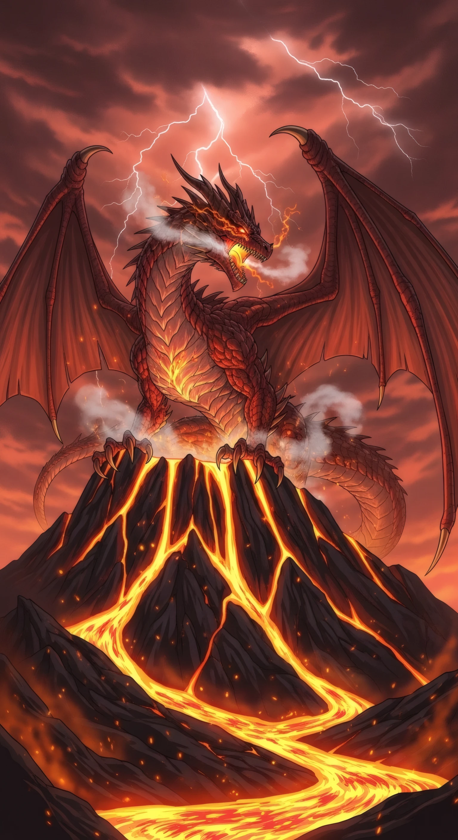 Fiery Dragon King on Volcanic Peak