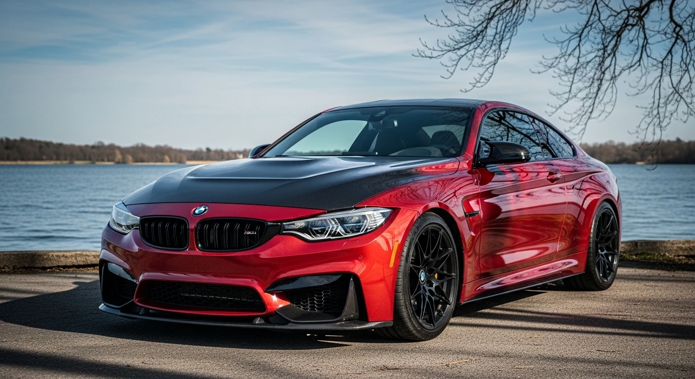 Fiery Red Bmw M4 Coupe by the Lakeside