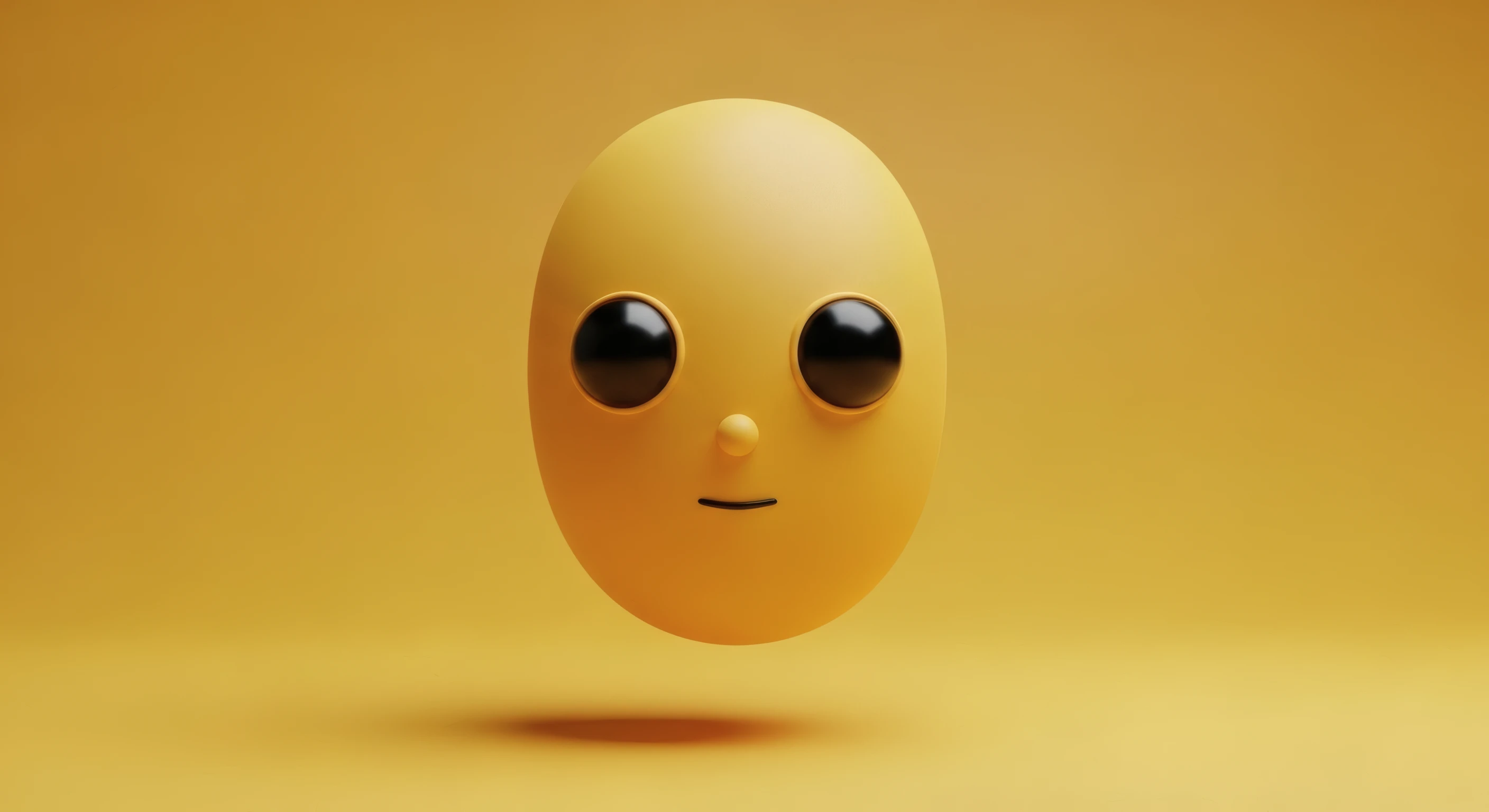 Floating 3d Emoji Head on Gold Backdrop
