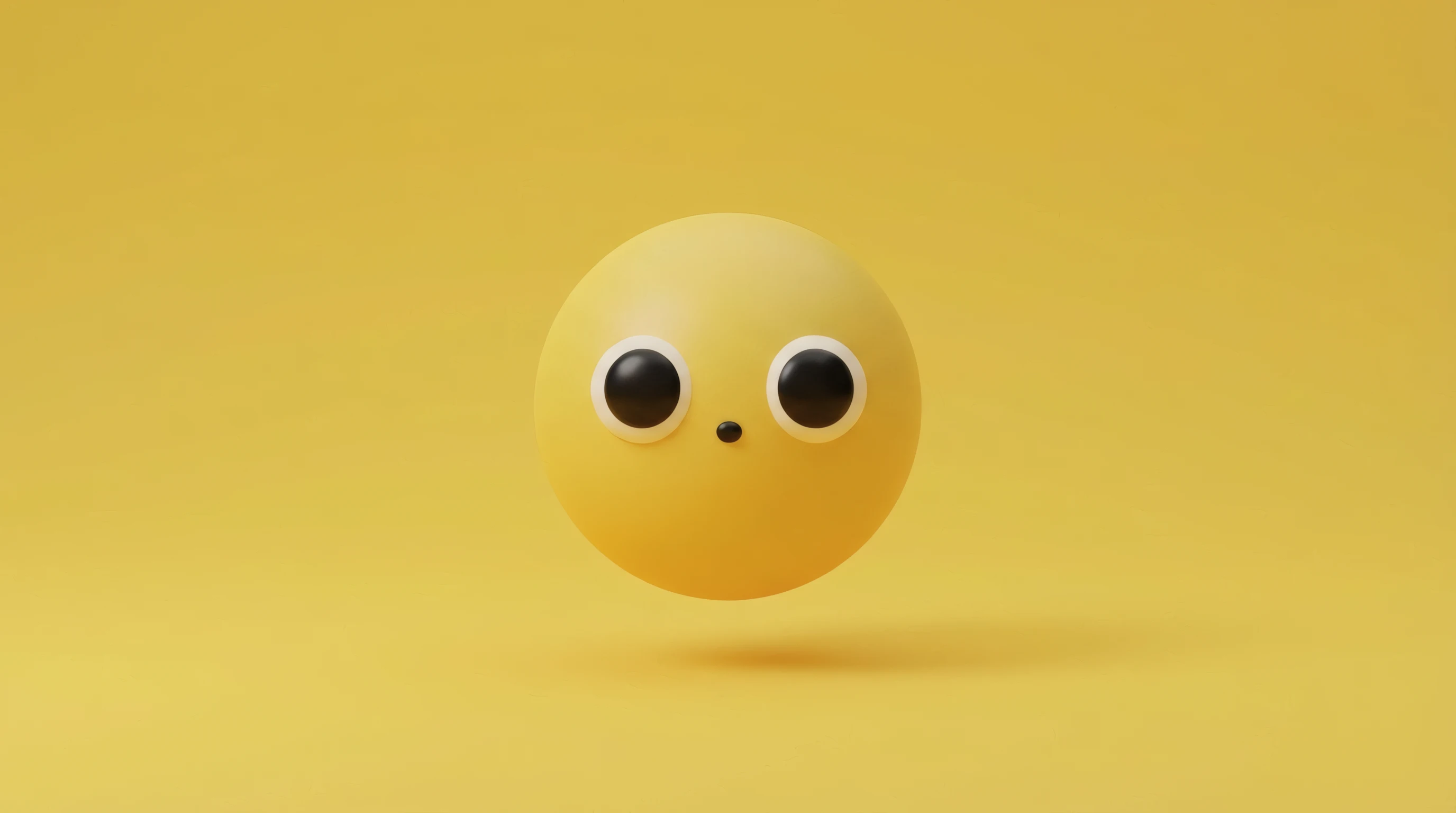 Floating Yellow Emoji with Googly Eyes