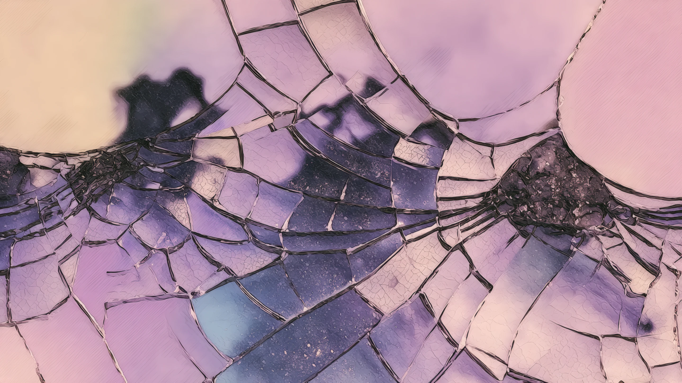 Fractured Glass Shards in Lilac and Indigo