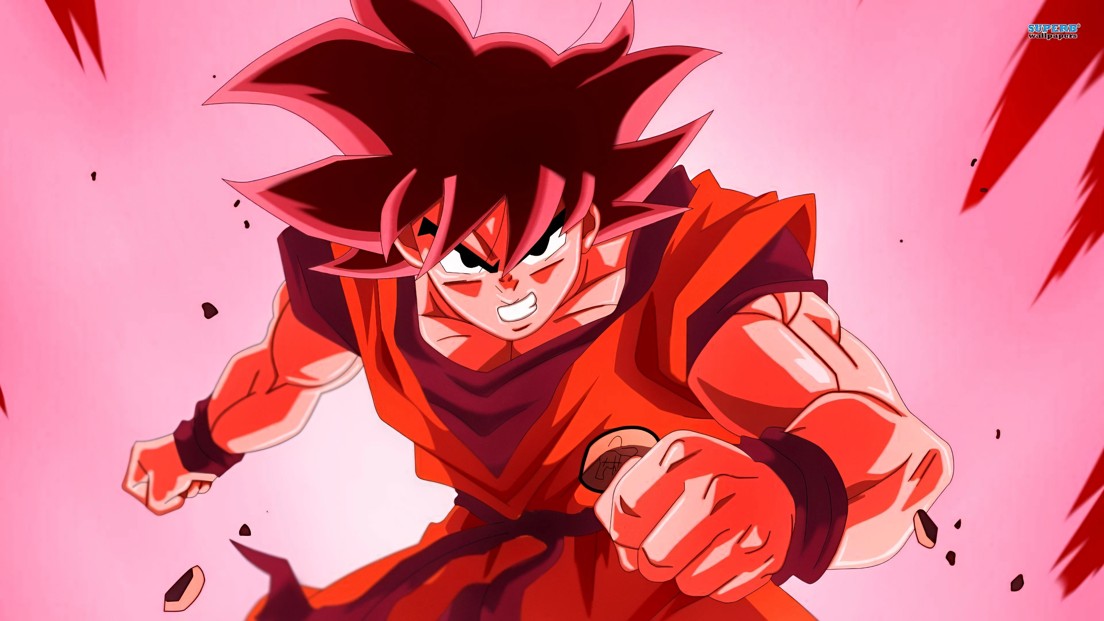 Furious Anime Hero in Fiery Red Aura