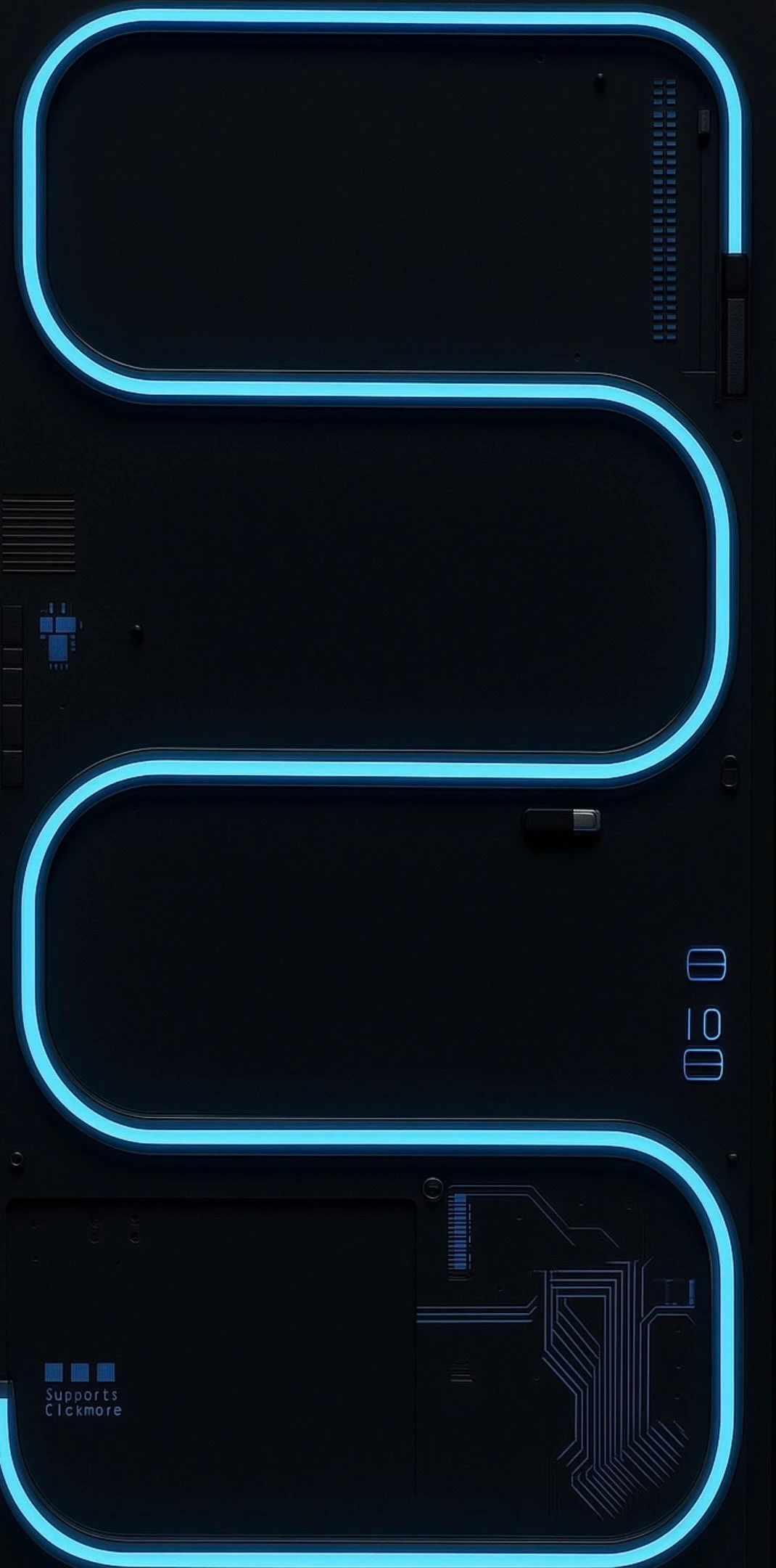 Futuristic Dark Panel with Glowing Blue Lines Abstract