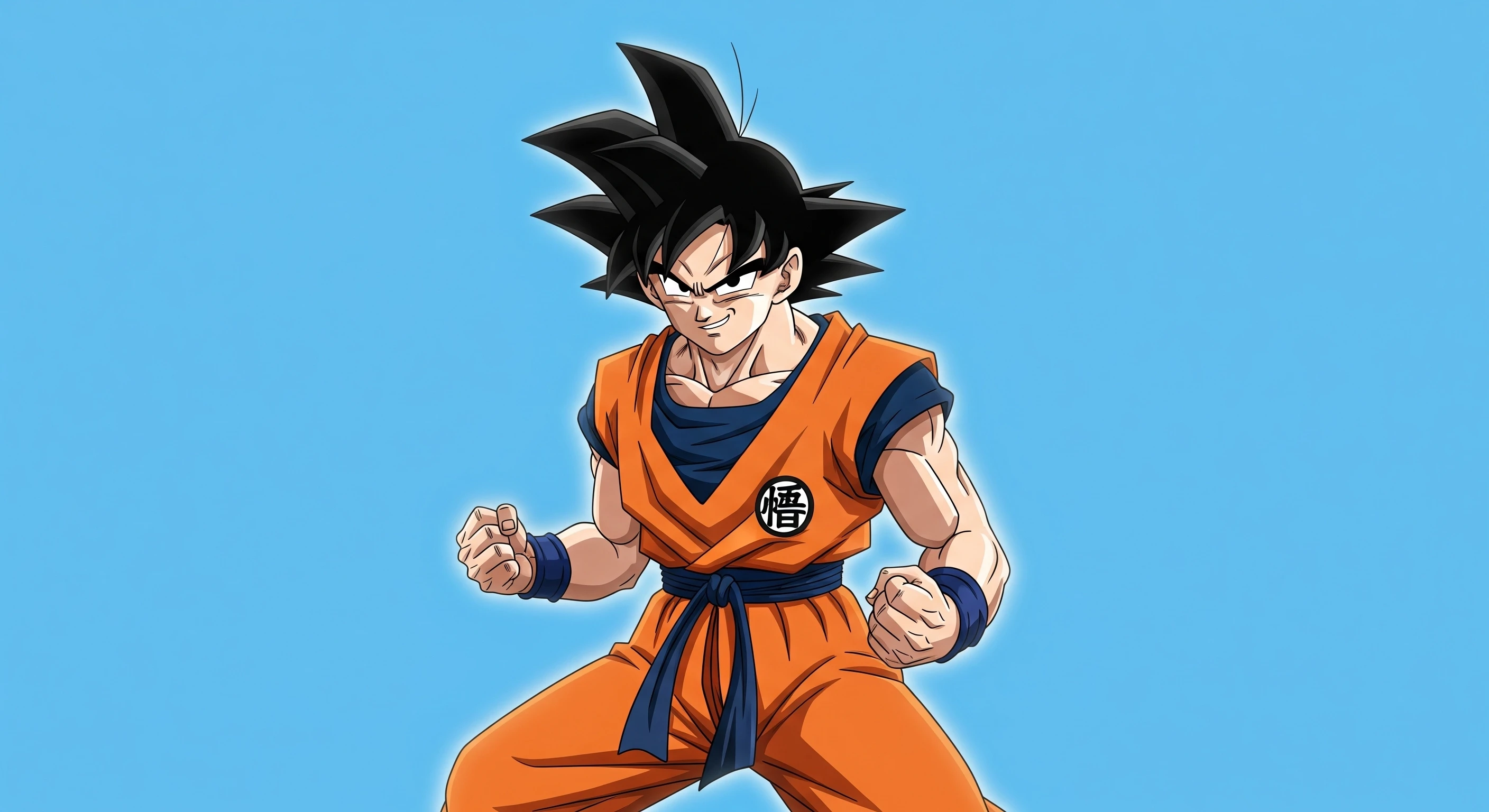 Goku Ready for Battle with Determined Expression
