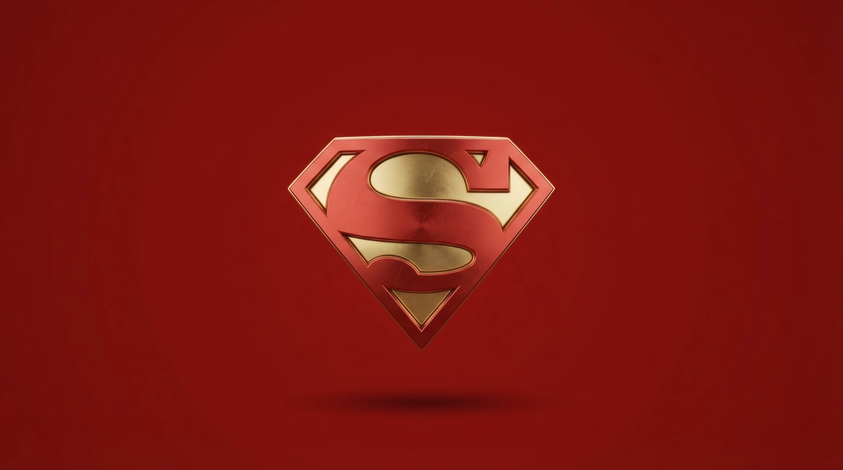 Golden Superman Logo on Crimson Backdrop