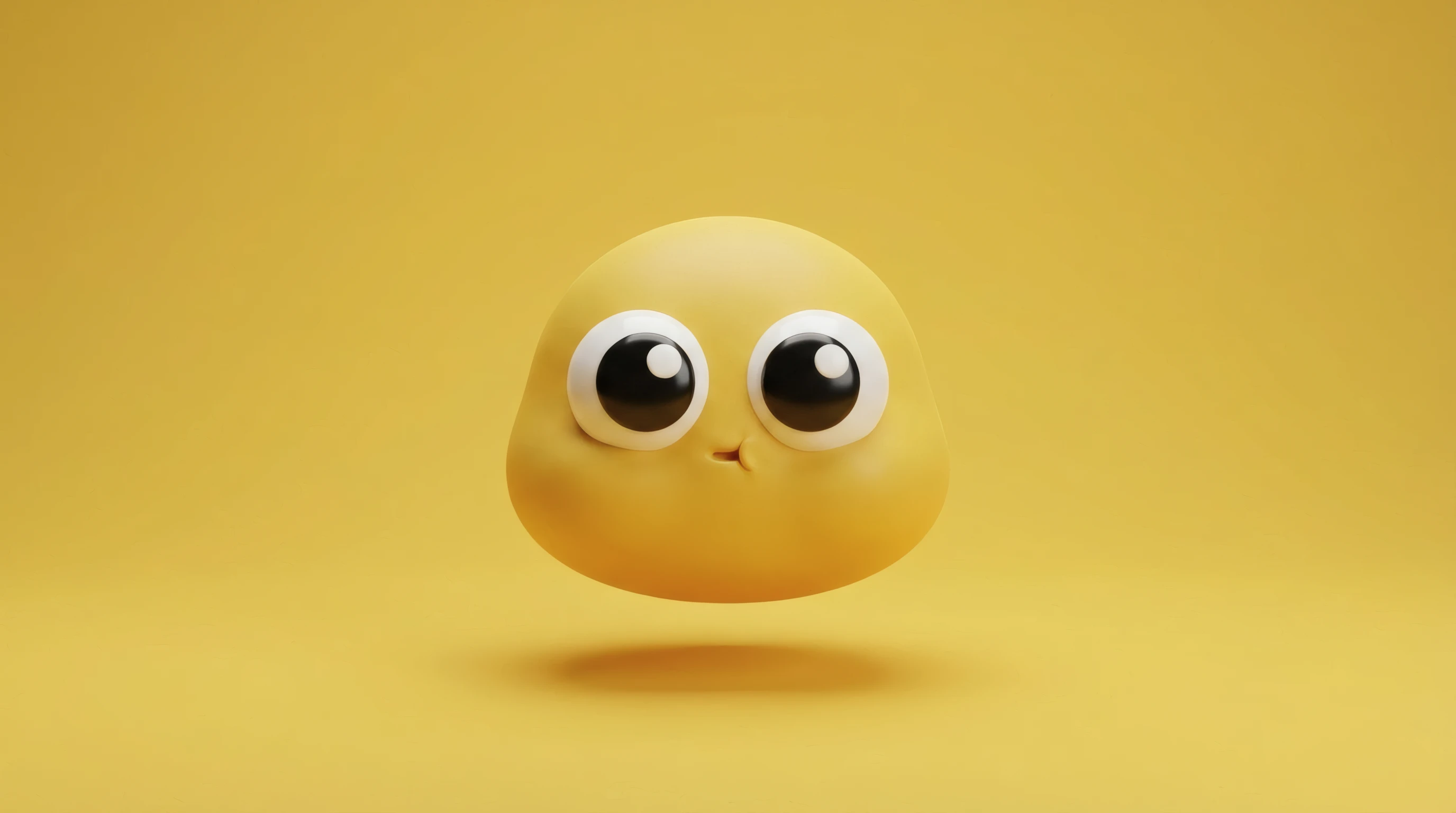 Googly-eyed Yellow Blob in Simple Studio Lighting