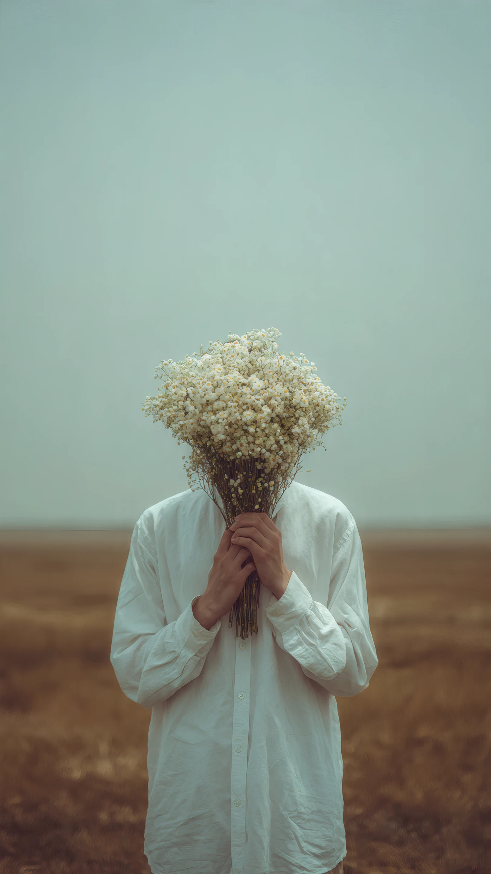 Hidden Face Daisy Bouquet in a Dreamy Field