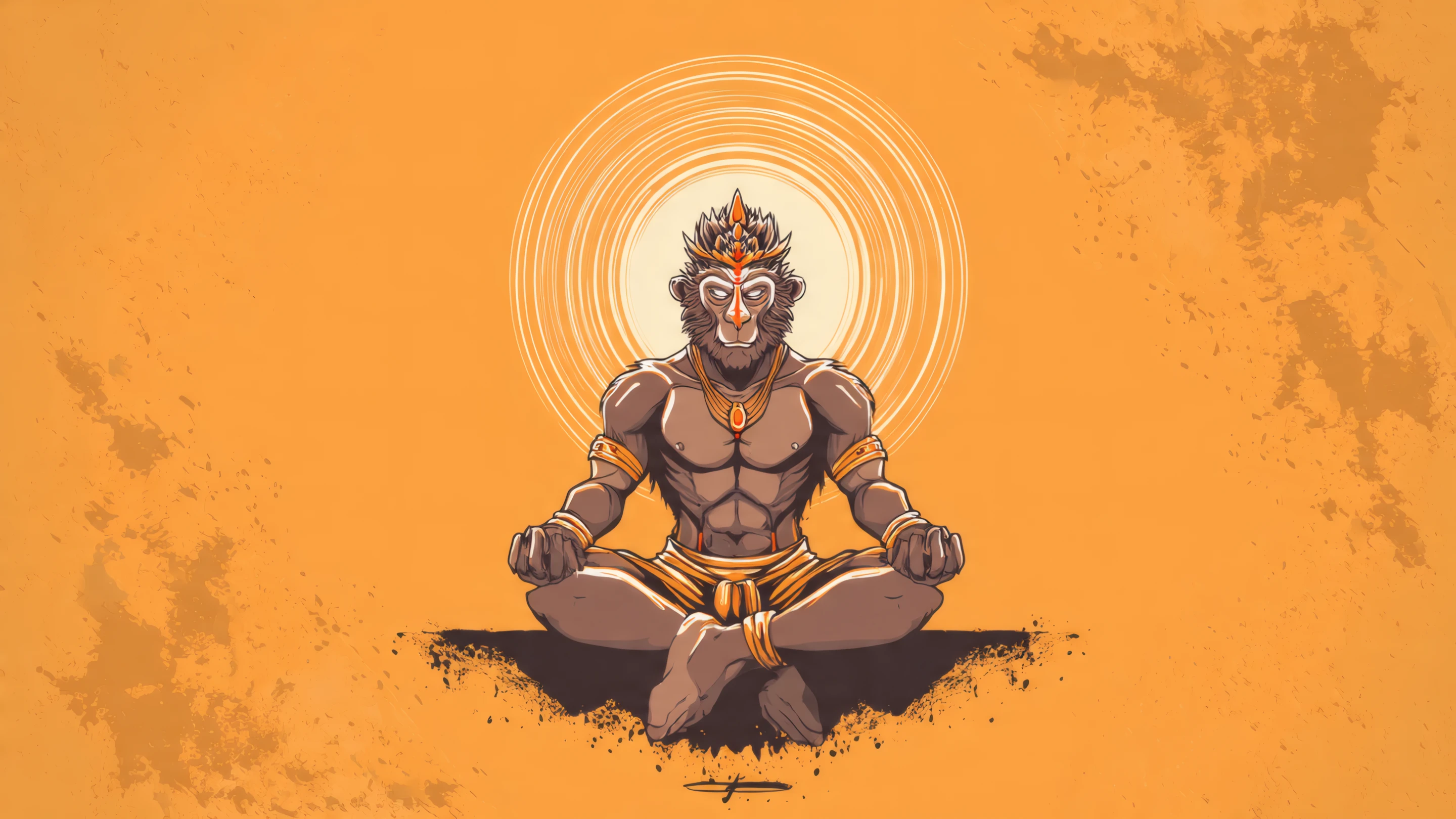 Illustration of Hanuman Meditating in Lotus Position