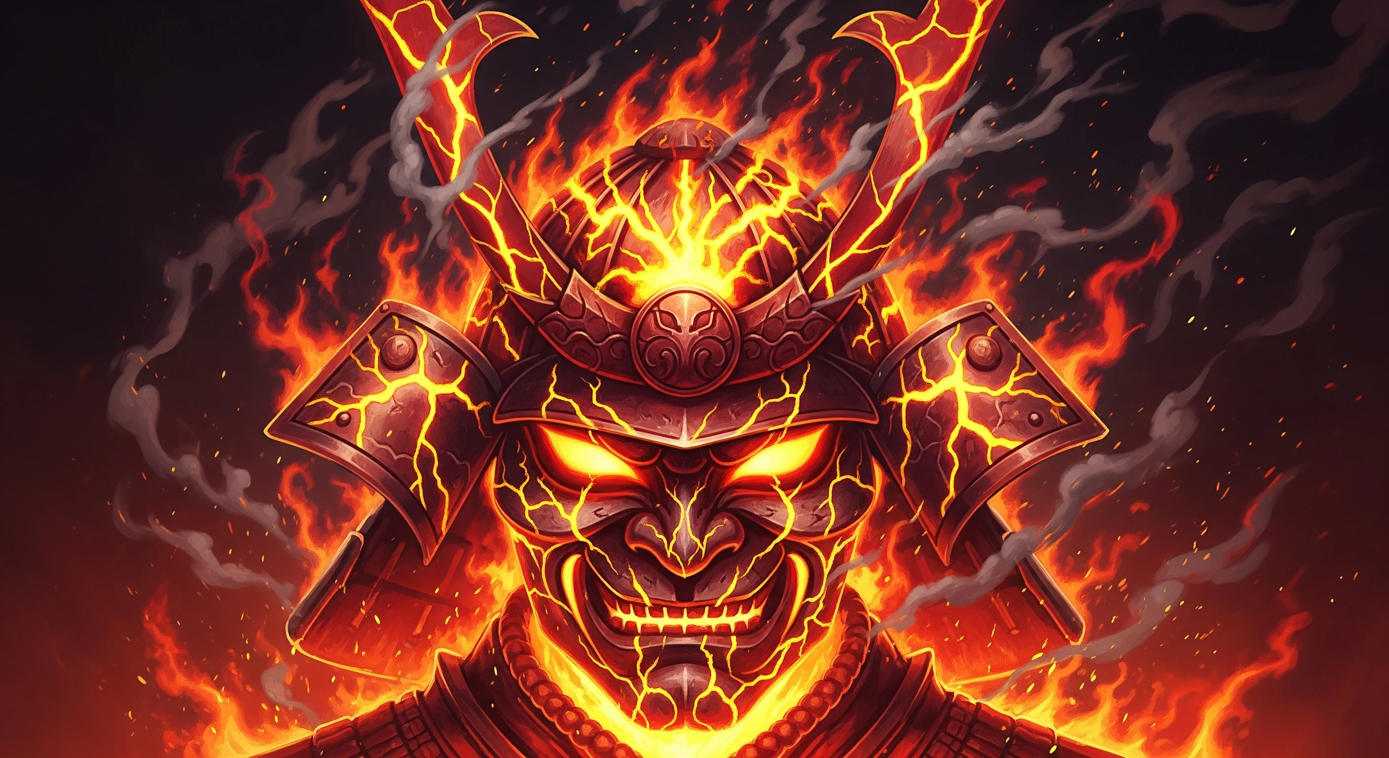 Inferno Samurai Burning Rage in Crimson and Gold