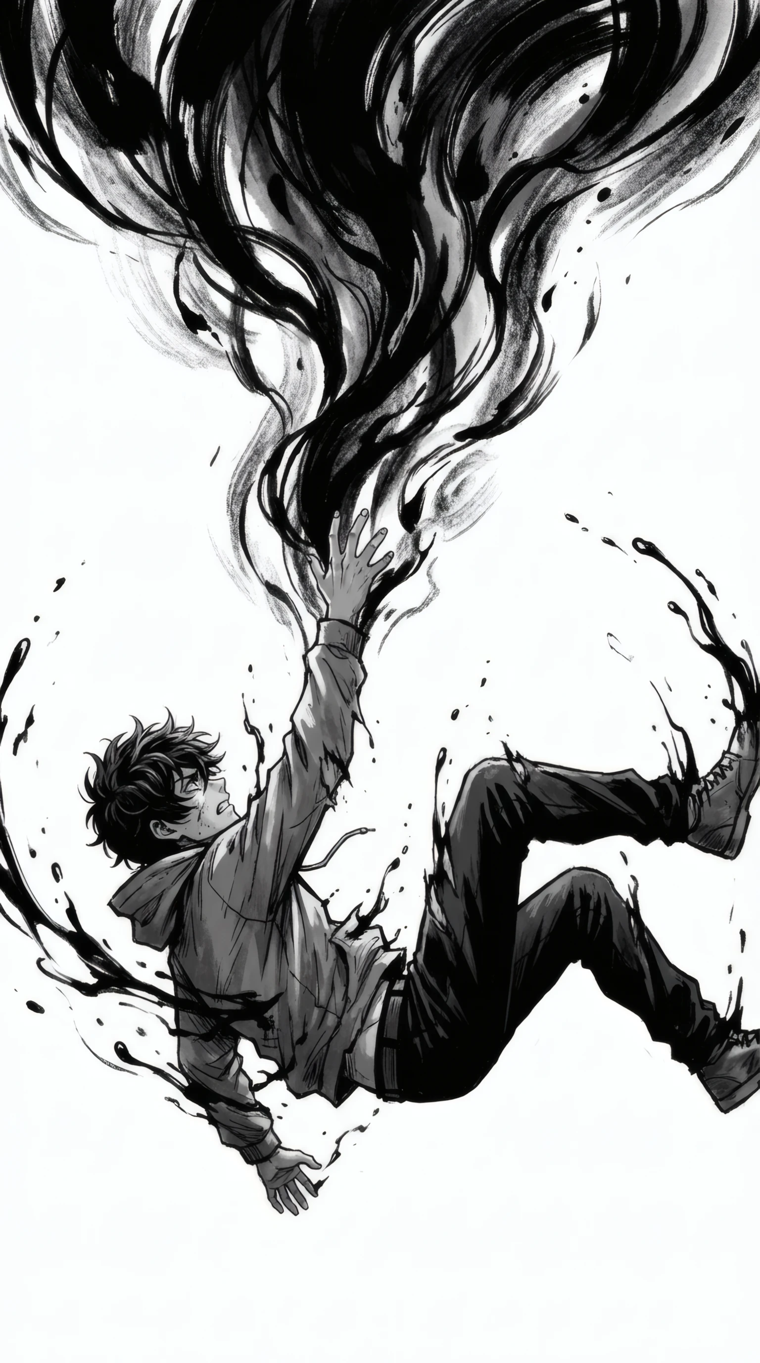 Ink-stained Descent Monochrome Manga Anguish
