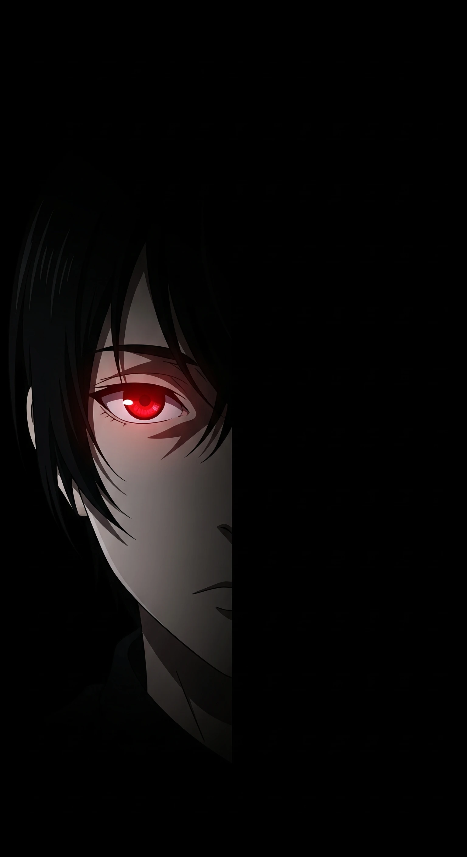 Intense Gaze Anime Character's Piercing Red Eye