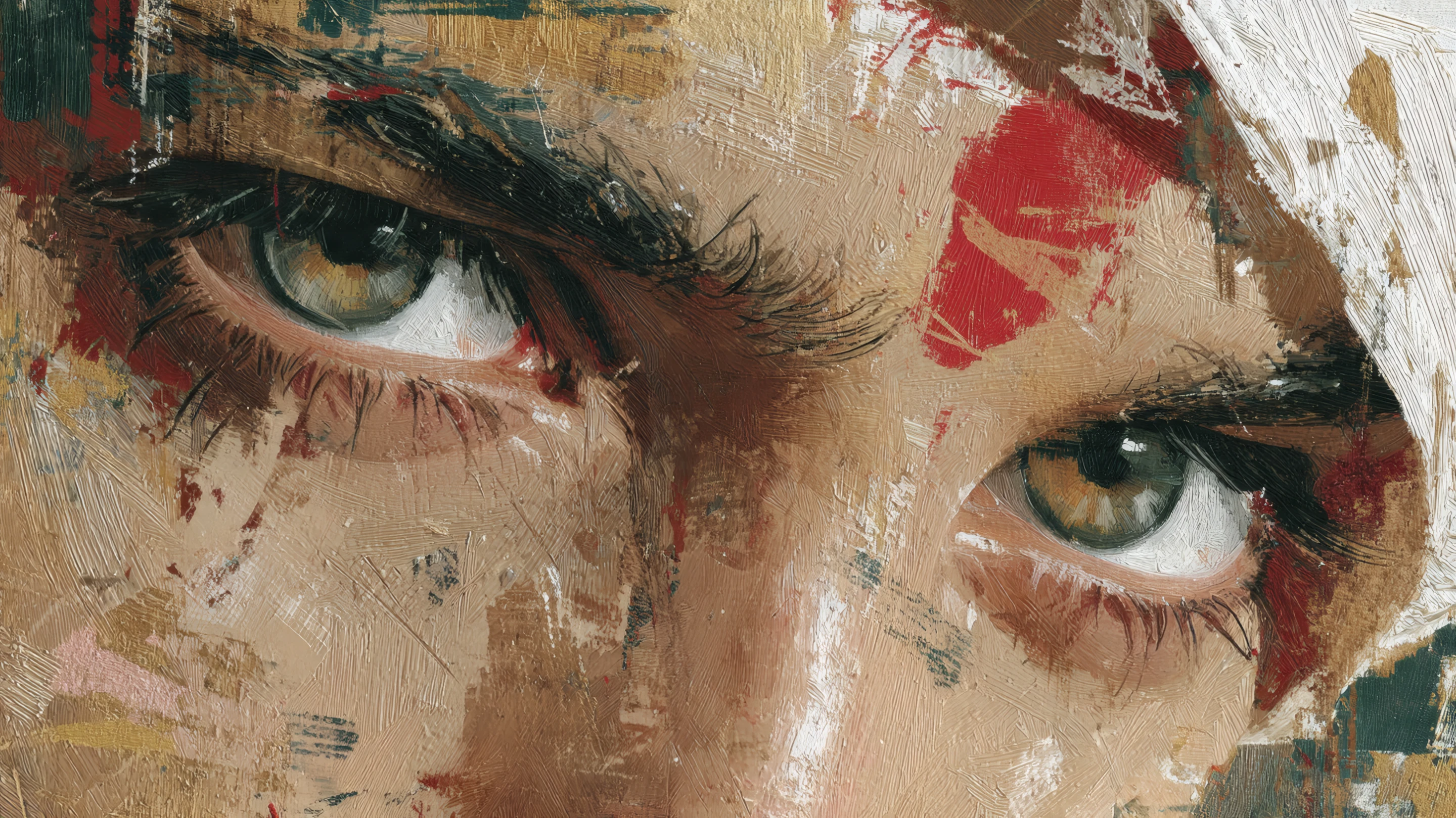 Intense Gaze Oil Painting Close-up Portrait