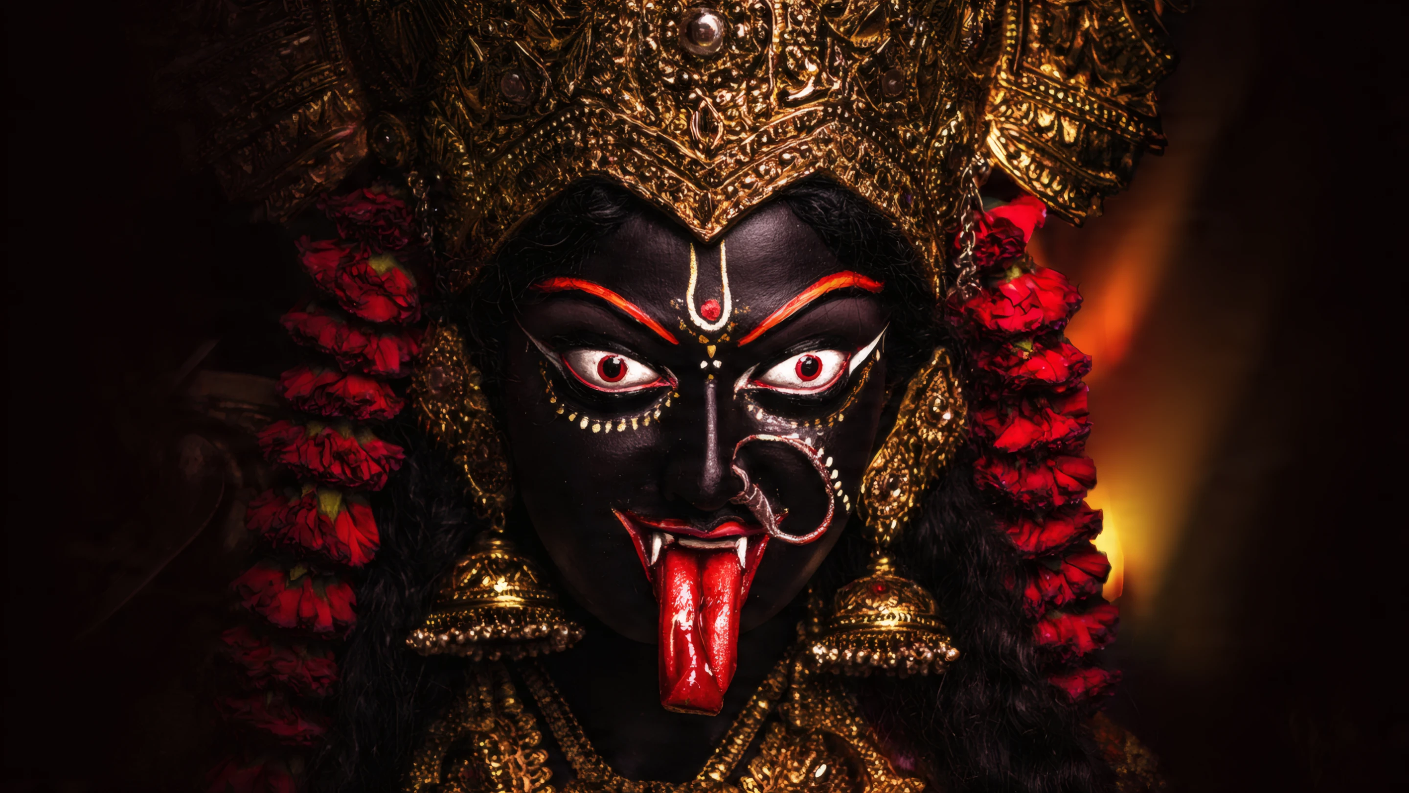Intense Portrait of Goddess Kali with Red Tongue
