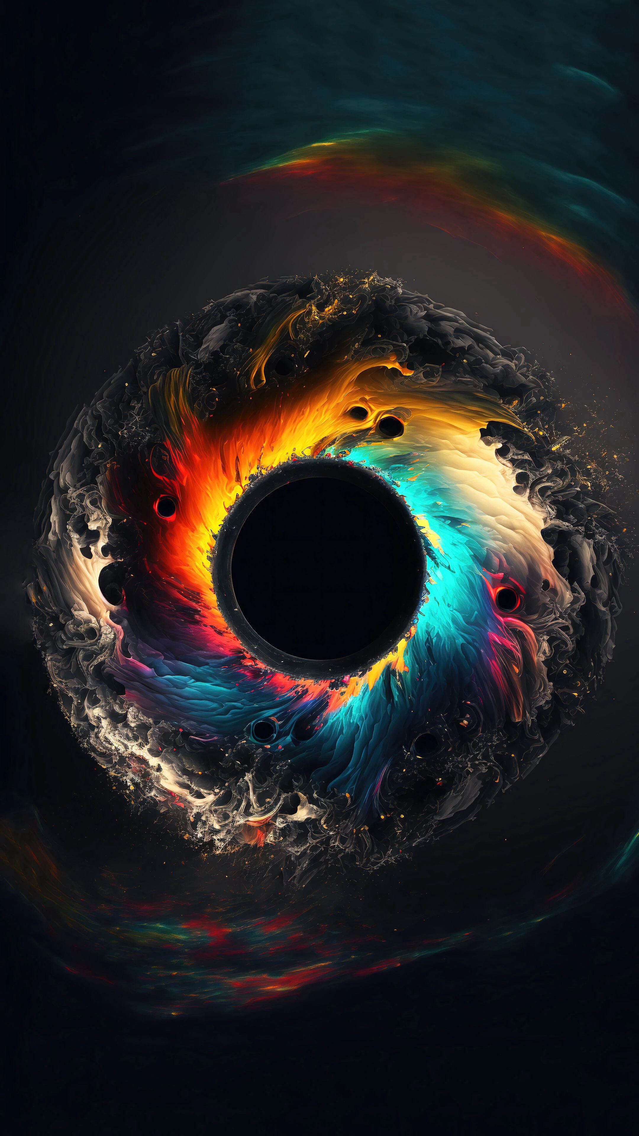 Iridescent Cosmic Ring with Dark Center