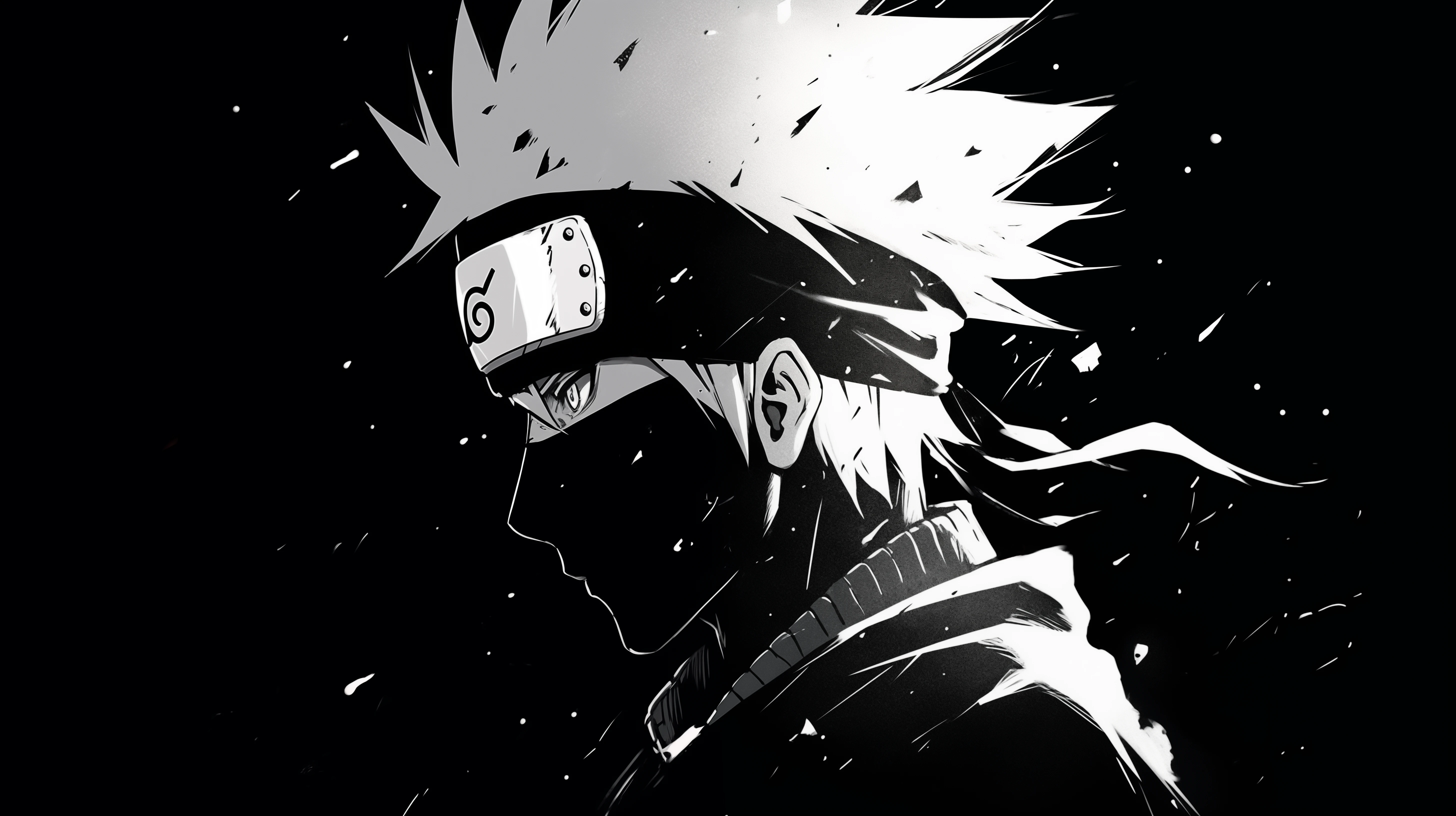 Kakashi Hatake in Stark Monochrome Wallpaper