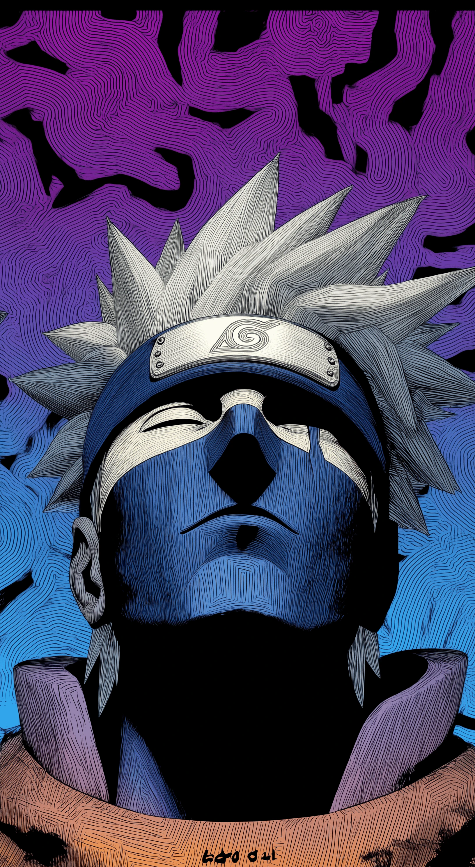 Kakashi Hatake Portrait with Stylized Blue Mask