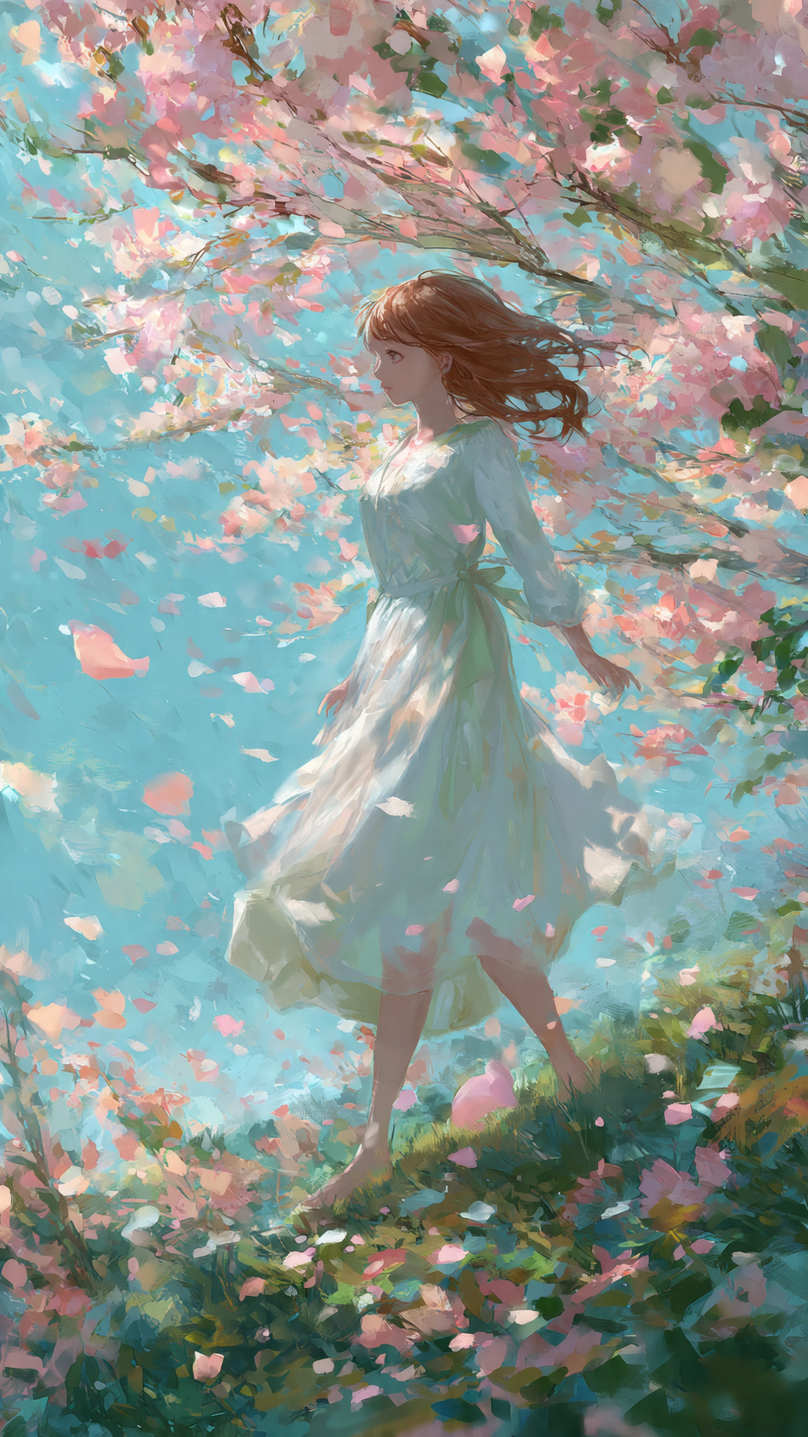 Lost in a Field of Flowers Barefoot Girl in White Dress Unde