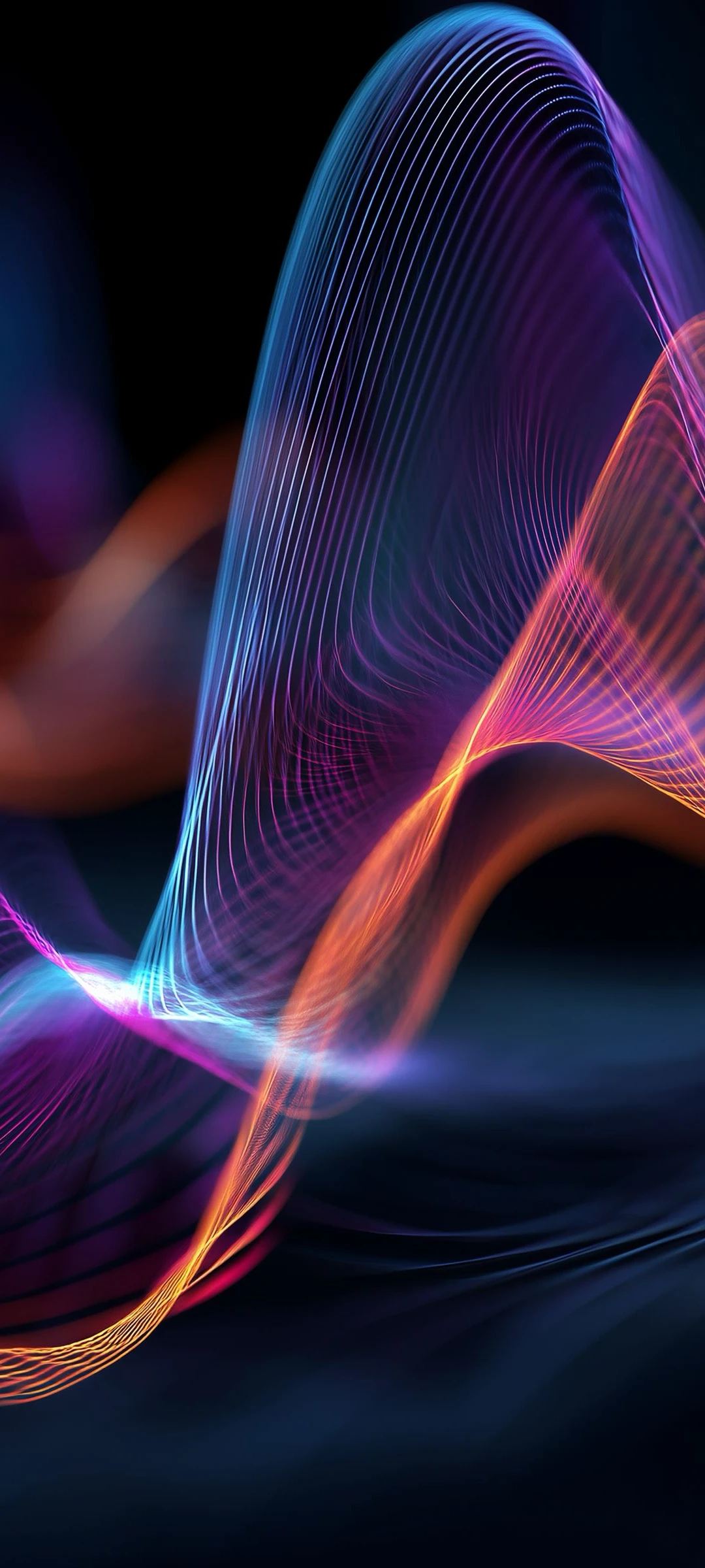Luminous Neon Flowing Waves in Deep Space Abstract wallpaper 1080x2400