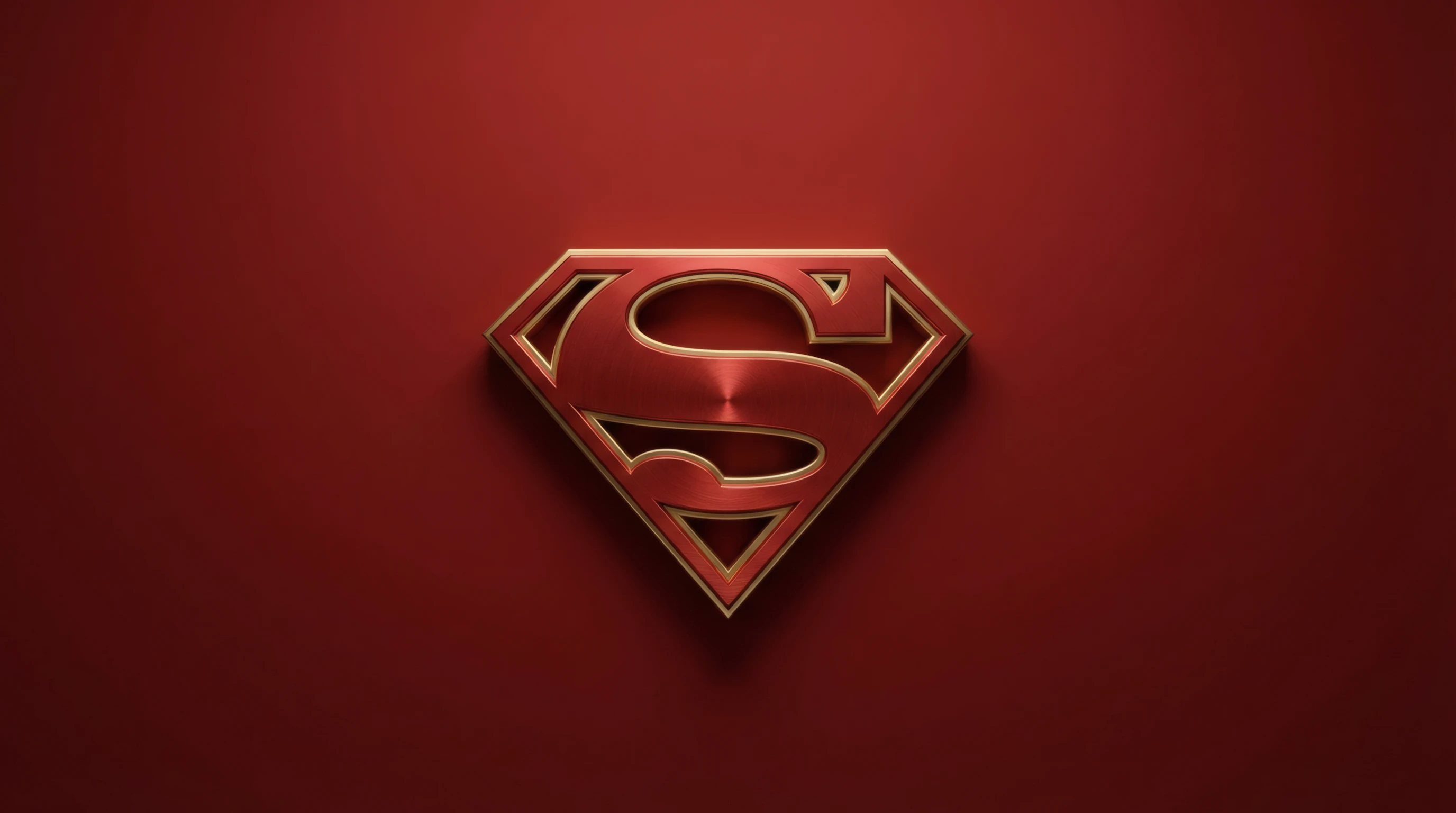 Metallic Superman Logo on Crimson Backdrop