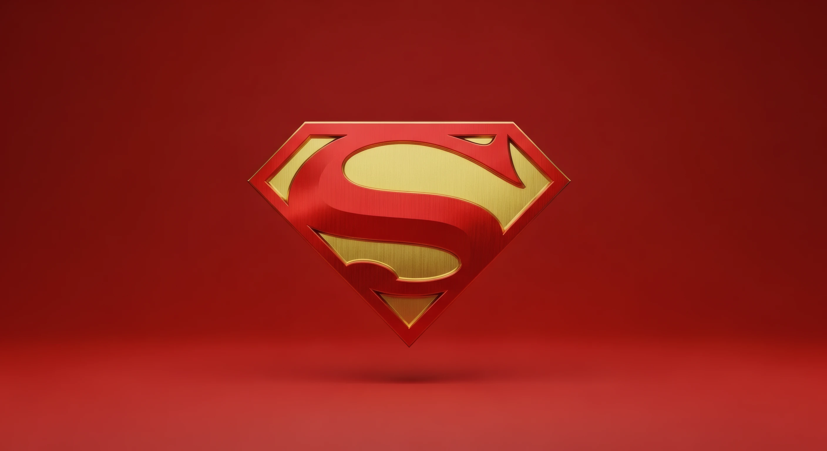 Metallic Superman Logo on Scarlet Backdrop
