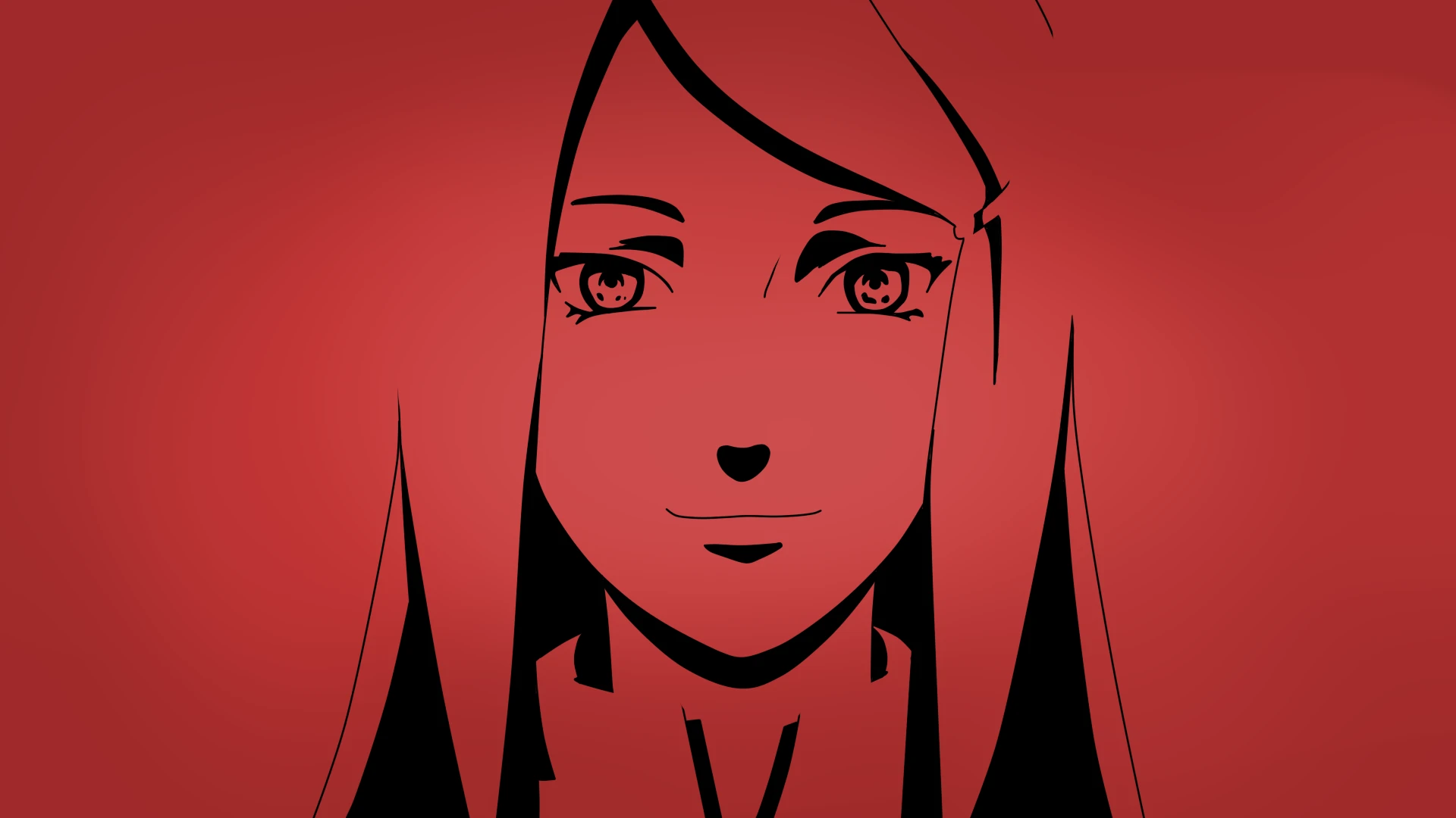 Minimalist Anime Girl Portrait in Crimson