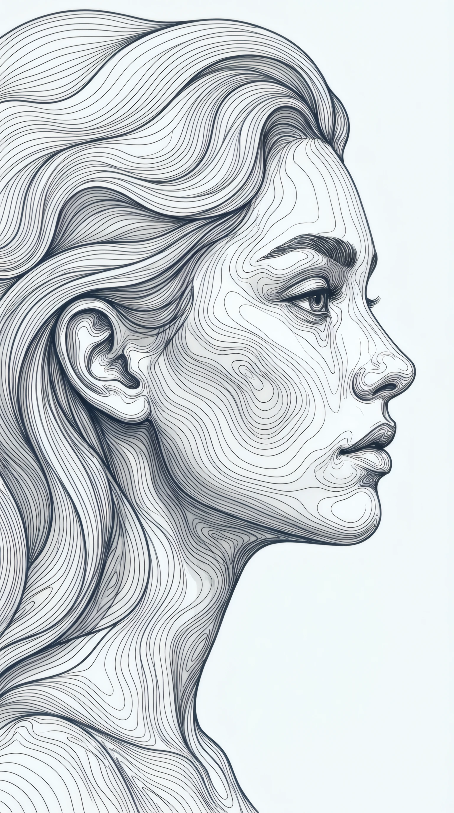 Minimalist Contour Portrait in Flowing Lines