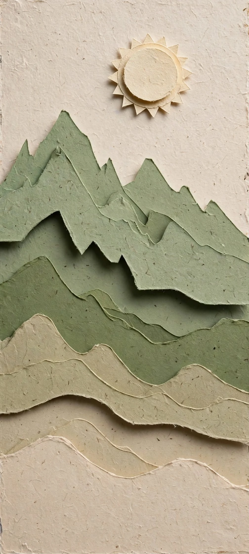 Minimalist Layered Paper Mountains with Soft Sage Tones wallpaper 1008x2240