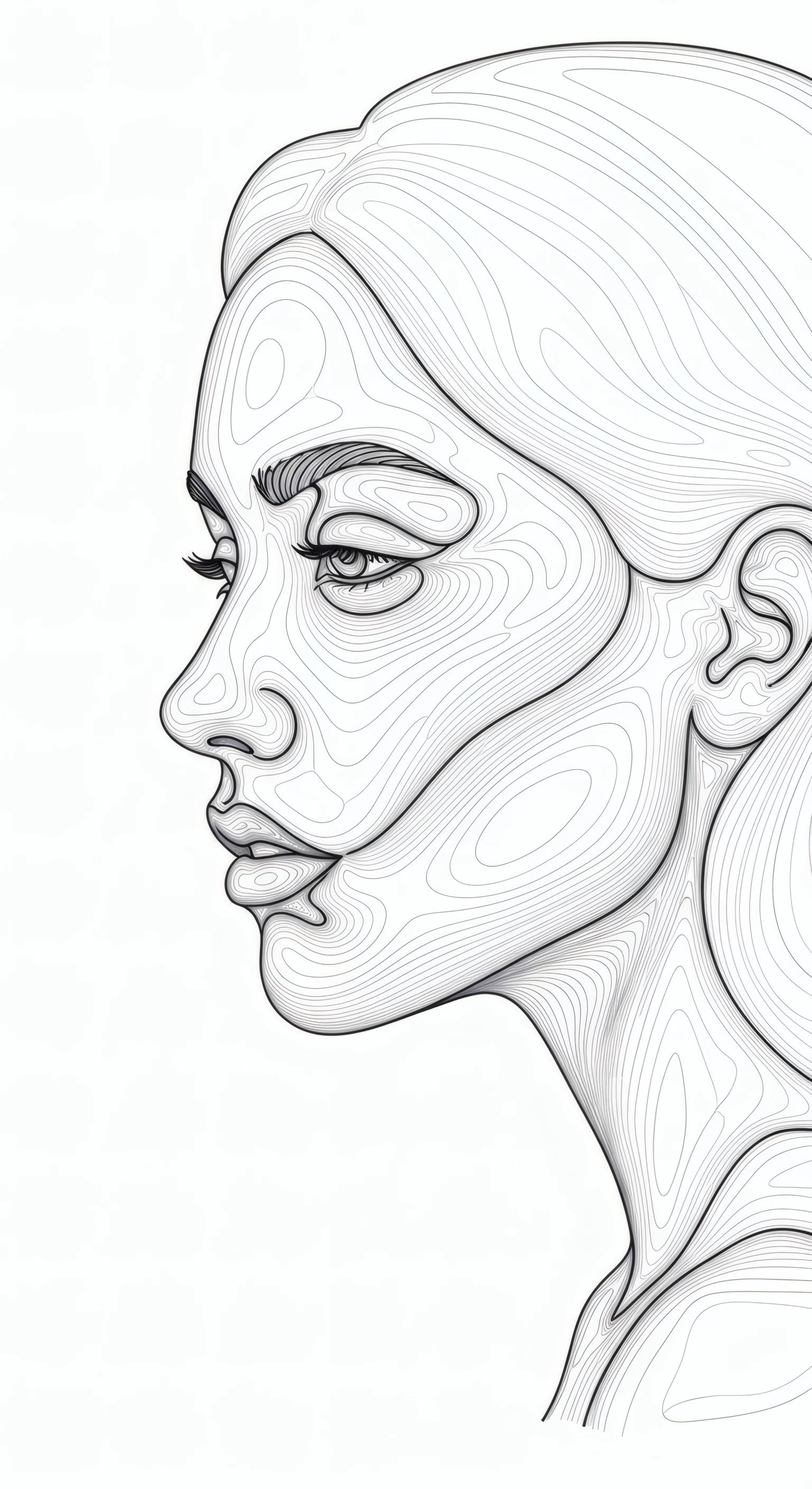 Minimalist Line Art Portrait of a Woman in Profile