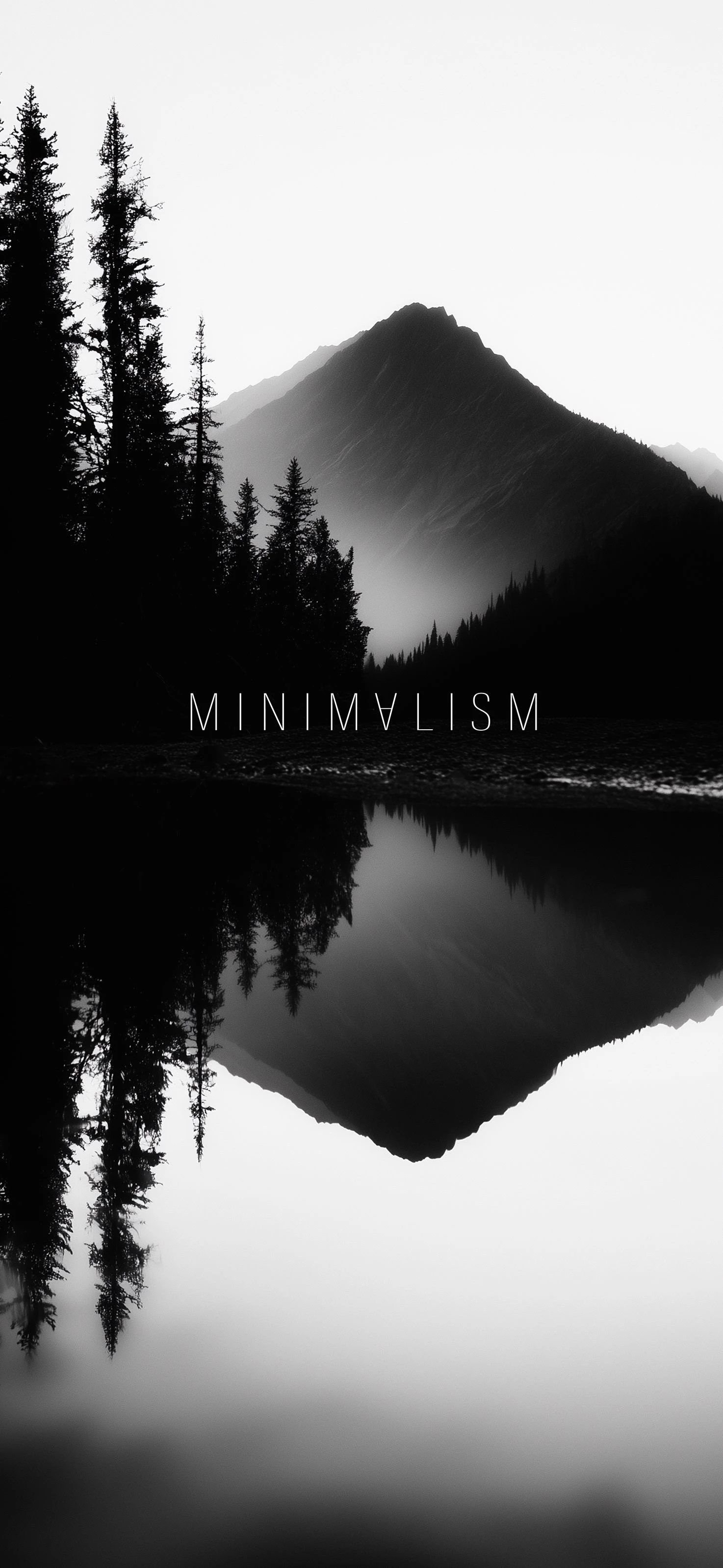 Minimalist Mountain Reflection in Monochrome Serenity